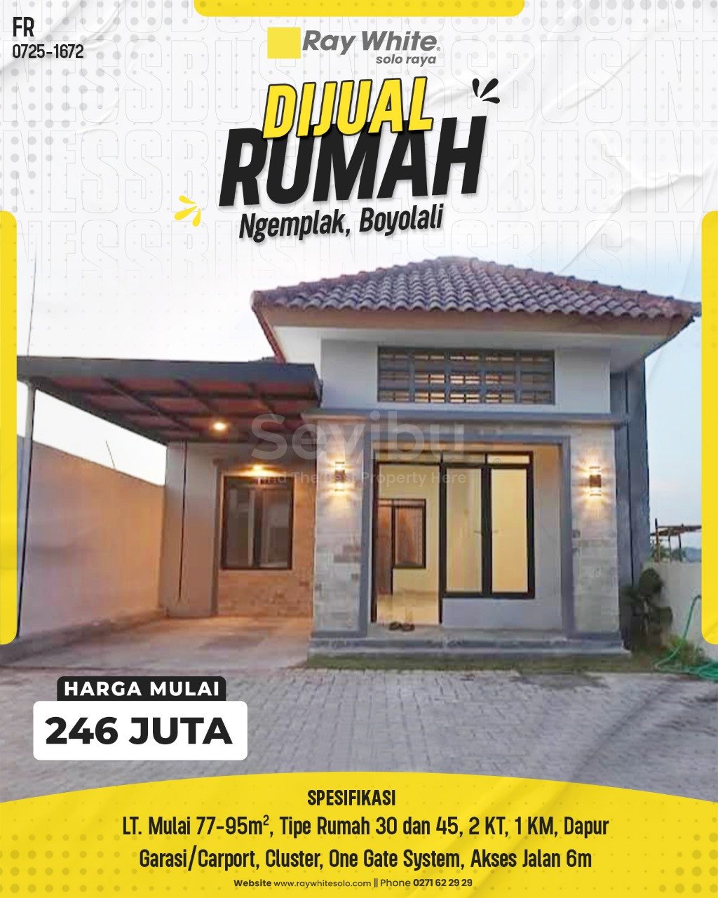 1672. Fredy-Rumah Jual Taman Andara Kismoyoso Ngemplak Boyolali. MOU. HRg Harga mulai 246 Juta