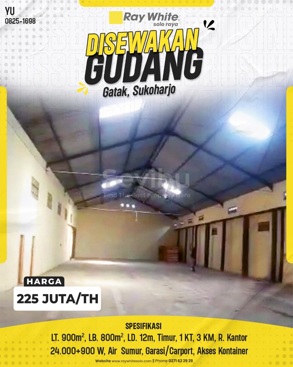 1698. Yuniar-Gudang Sewa Gawok Gatak Sukoharjo. HRg 225 Juta per Th(pralisting)