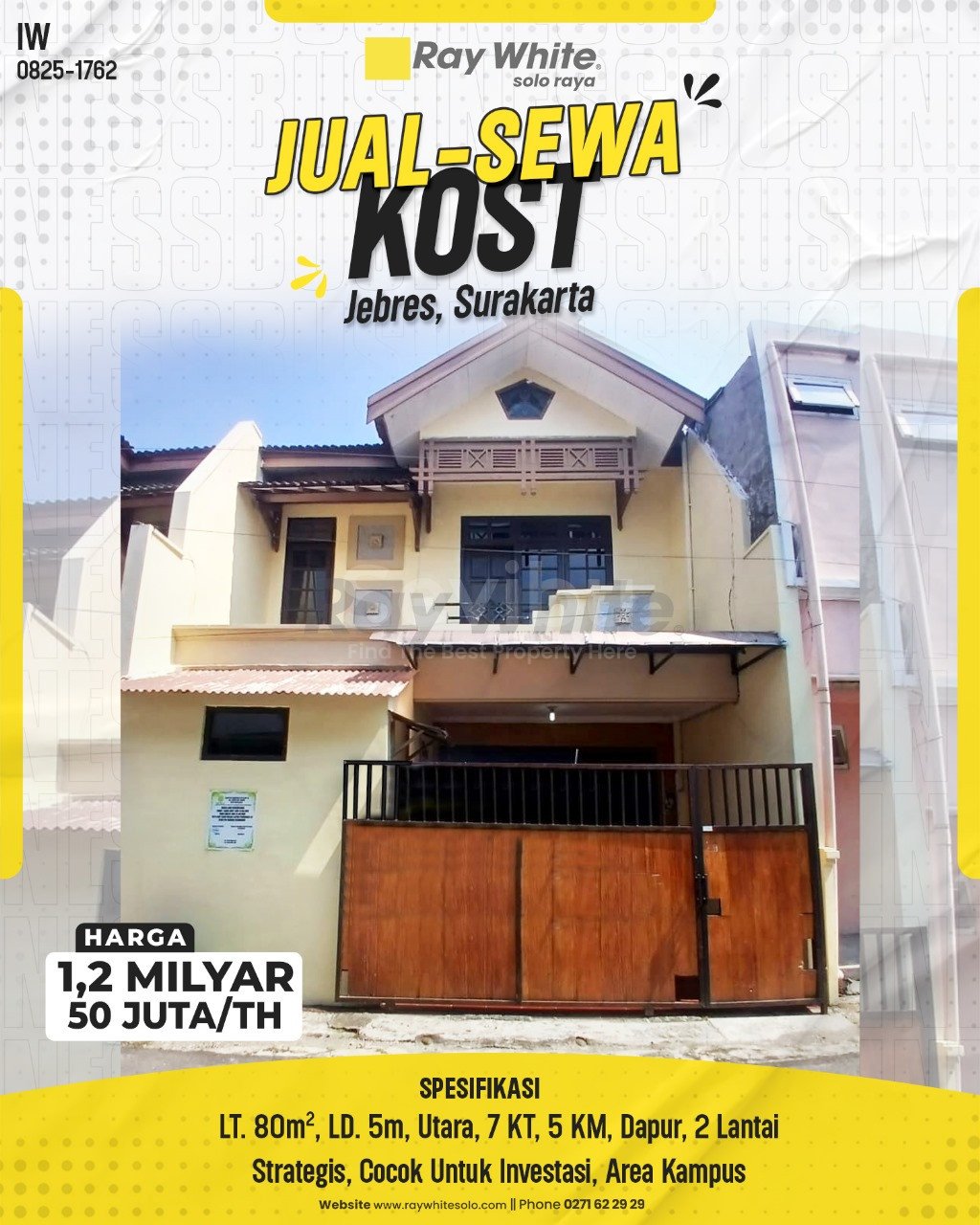 1762. Iwan-Kost Jual Jebres Jebres Surakarta. HRg 1,2 Milyar; 50 Juta per Th(pralisting)