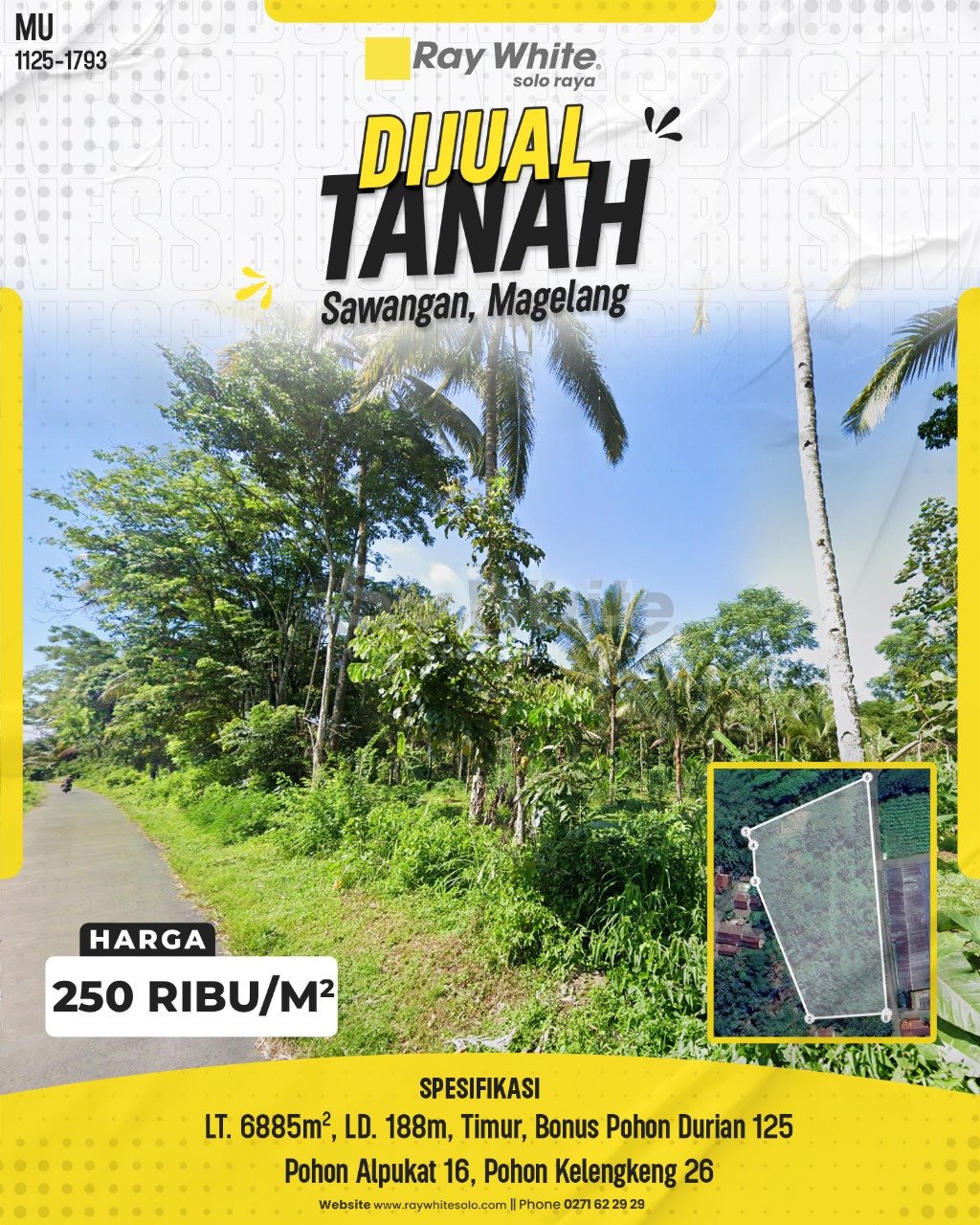 1793. Muhammad-Tanah Jual Sewa Bulu Lor Podosoko Sawangan Magelang. SHM 4343. HRg 250 Ribu per m2