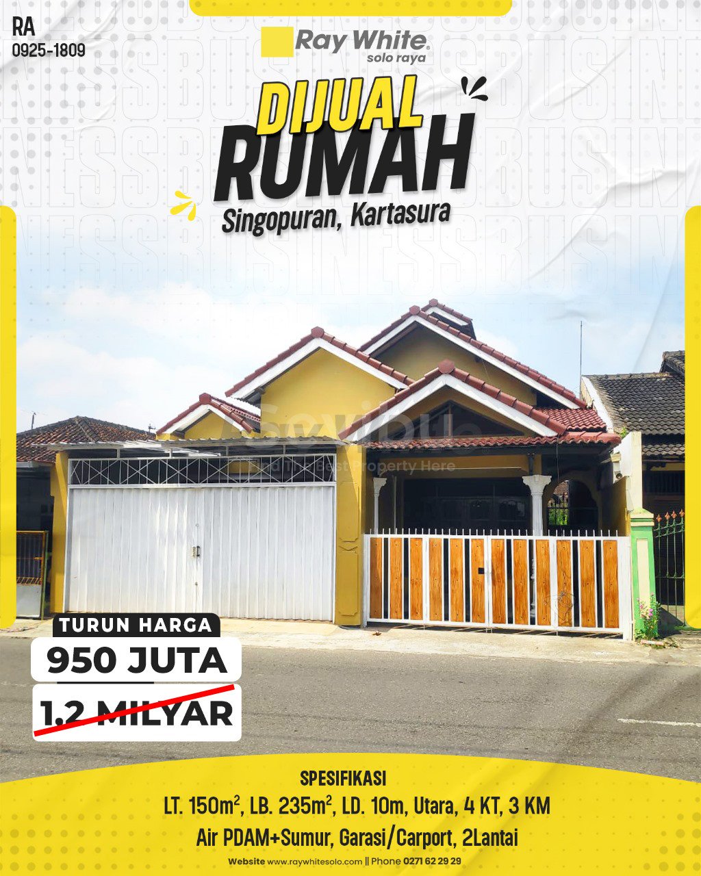1809. Retno- Rumah Jual Singopuran Kartasura Sukoharjo. HRg 1,2 Milyar turun jadi 950Jt(pralisting)