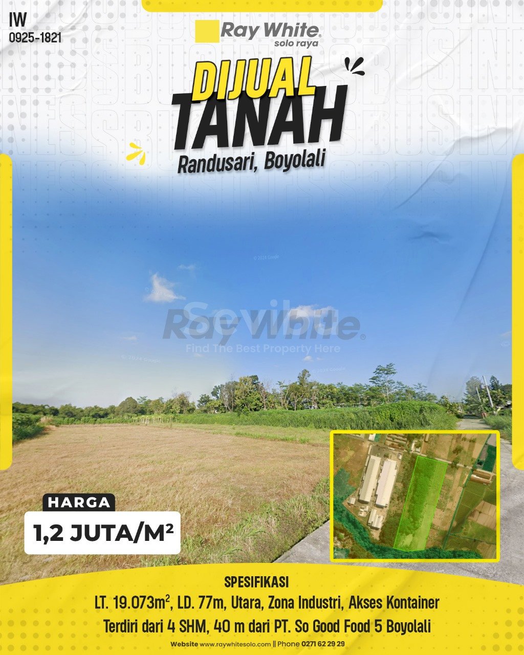 1821. Iwan-Tanah Jual Randusari Boyolali. HRg 1,2 Juta per m2(pralisting)