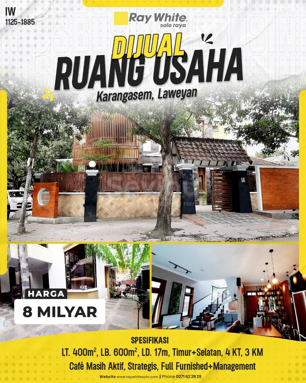 1885. Iwan-Ruang Usaha Jual Jl. Mojo Karangasem Laweyan Surakarta. HRg 8 Milyar(pralisting)