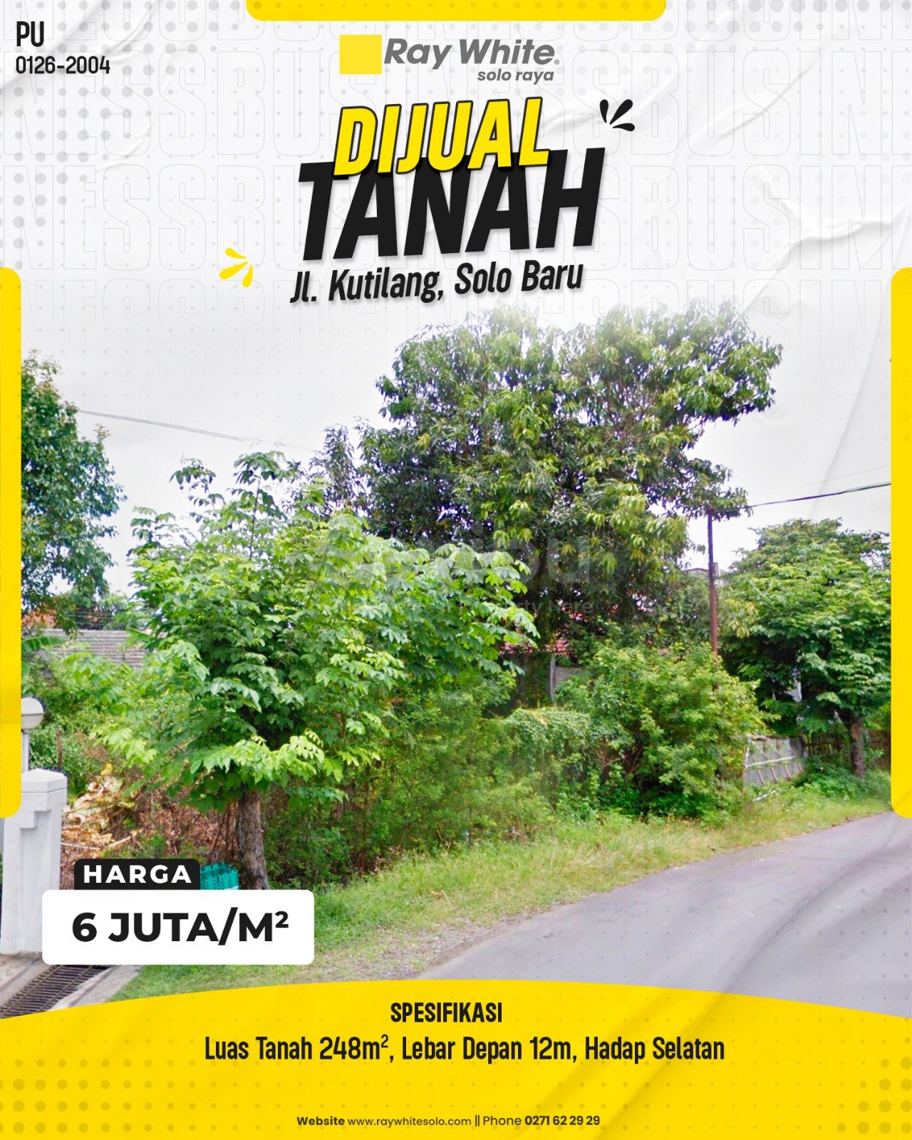 2004. Purwanti-Tanah Jual Jl. Kutilang Solo Baru Langenharjo Grogol Sukoharjo. HRg 6 Juta per m2(pralisting)