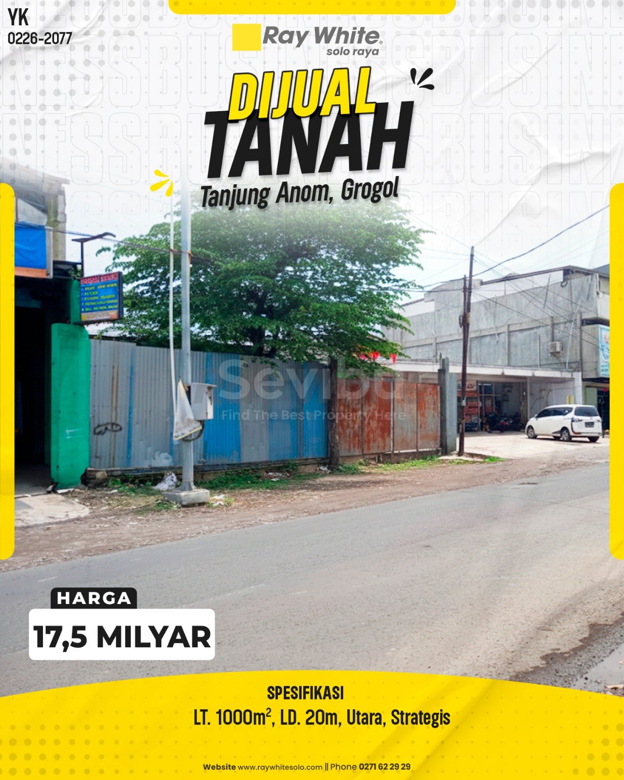 2076. Yanik-Tanah Jual Tanjung Anom Grogol Sukoharjo. HRg 17,5 Milyar (pralisting)