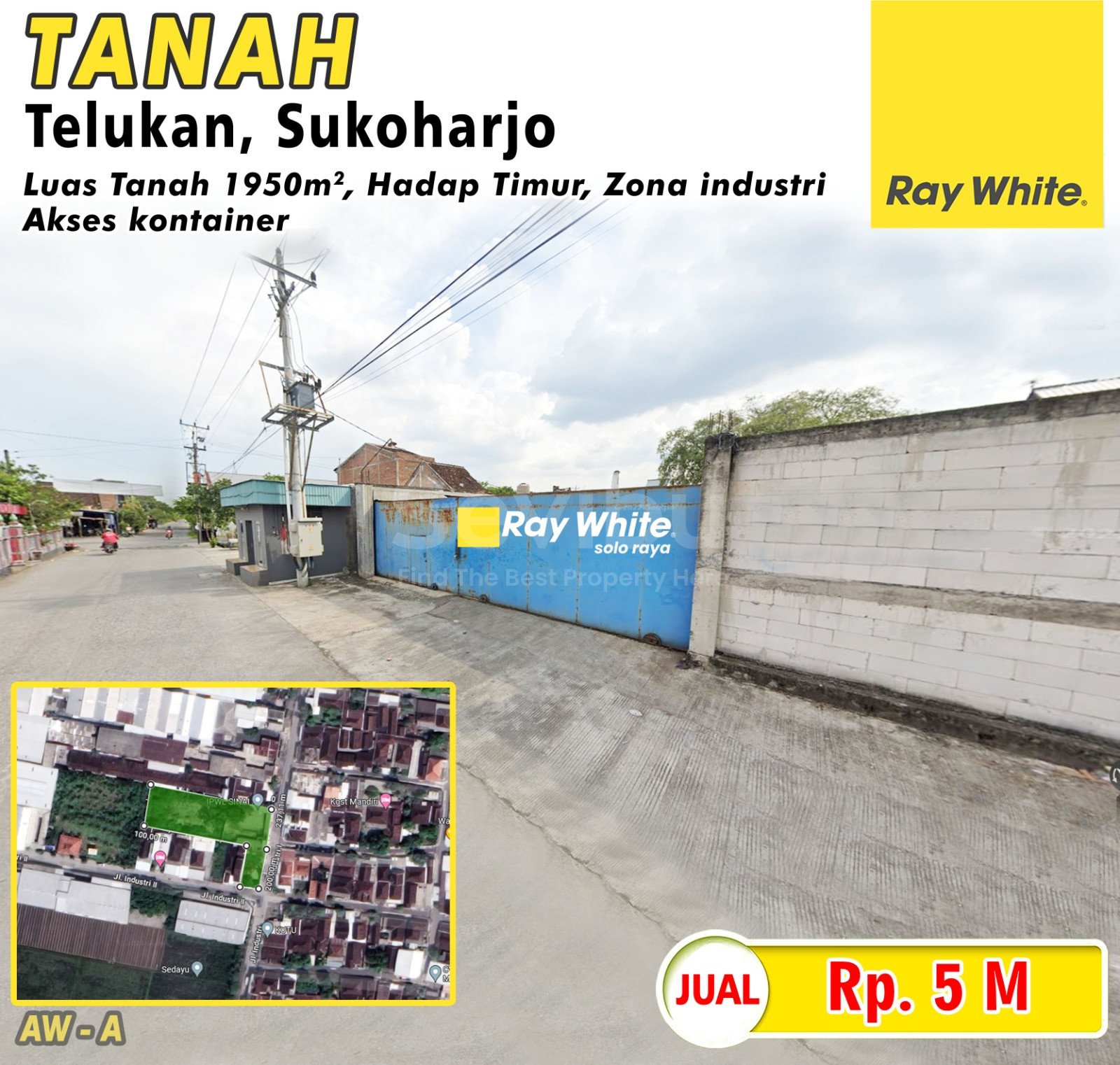 AWan-Tanah jual telukan grogol sukoharjo. Hrg 5M (pra listing)