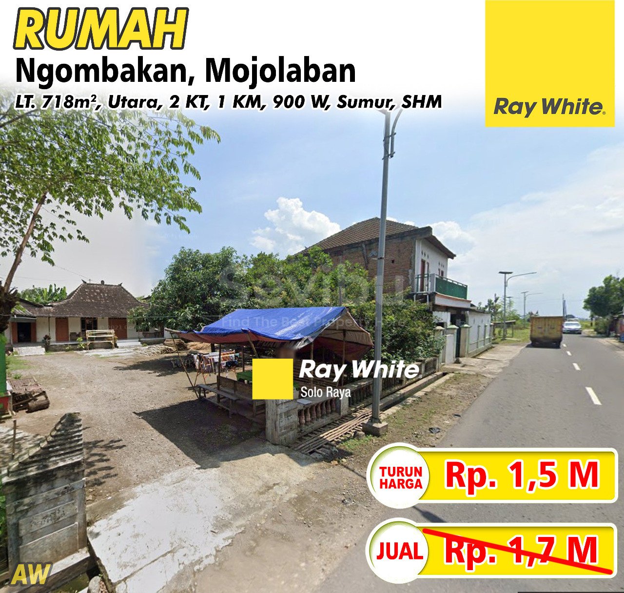 Awan-Rumah jual jl. ciu ngombakan mojolaban sukoharjo. SHm 1305. Hrg 1,7M turun jd 1,5M
