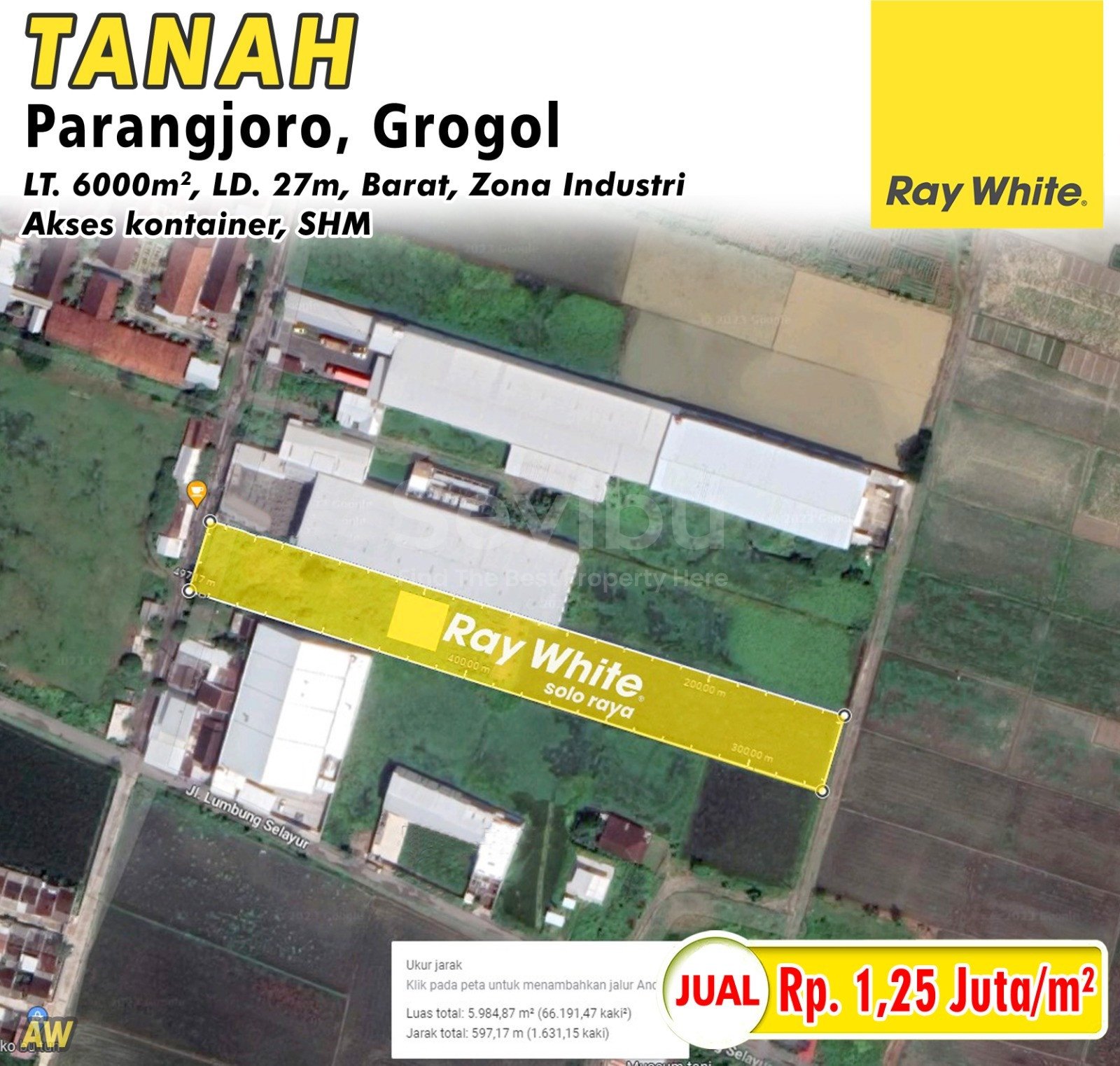 Awan-Tanah parangjoro grogol sukoharjo. HRg 1,25Jt per m2 (pra listing)