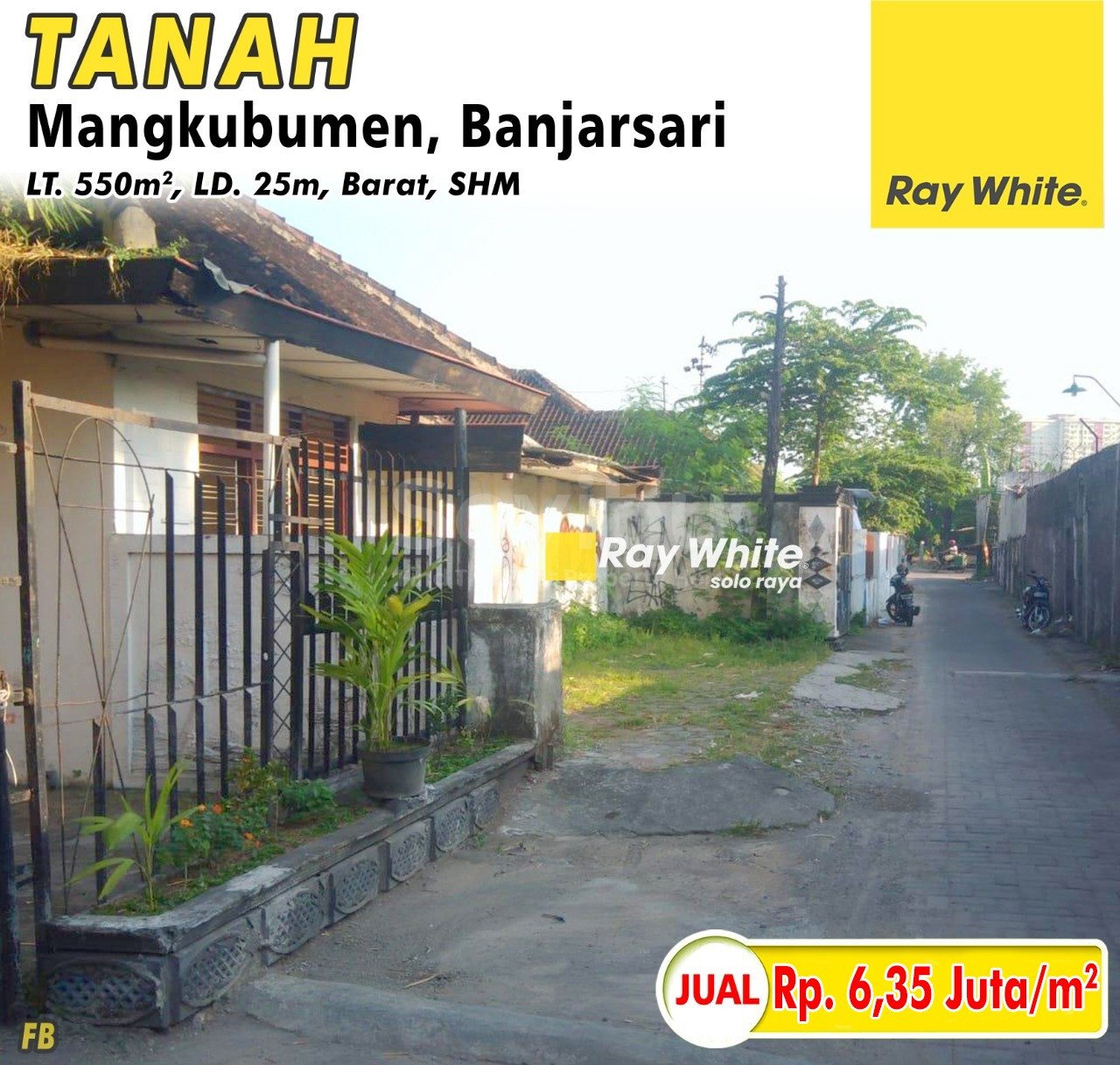 FEbina-Tanah jual mangkubumen banjarsari surakarta. HRg 6,35Jt per m2 (pra listing)