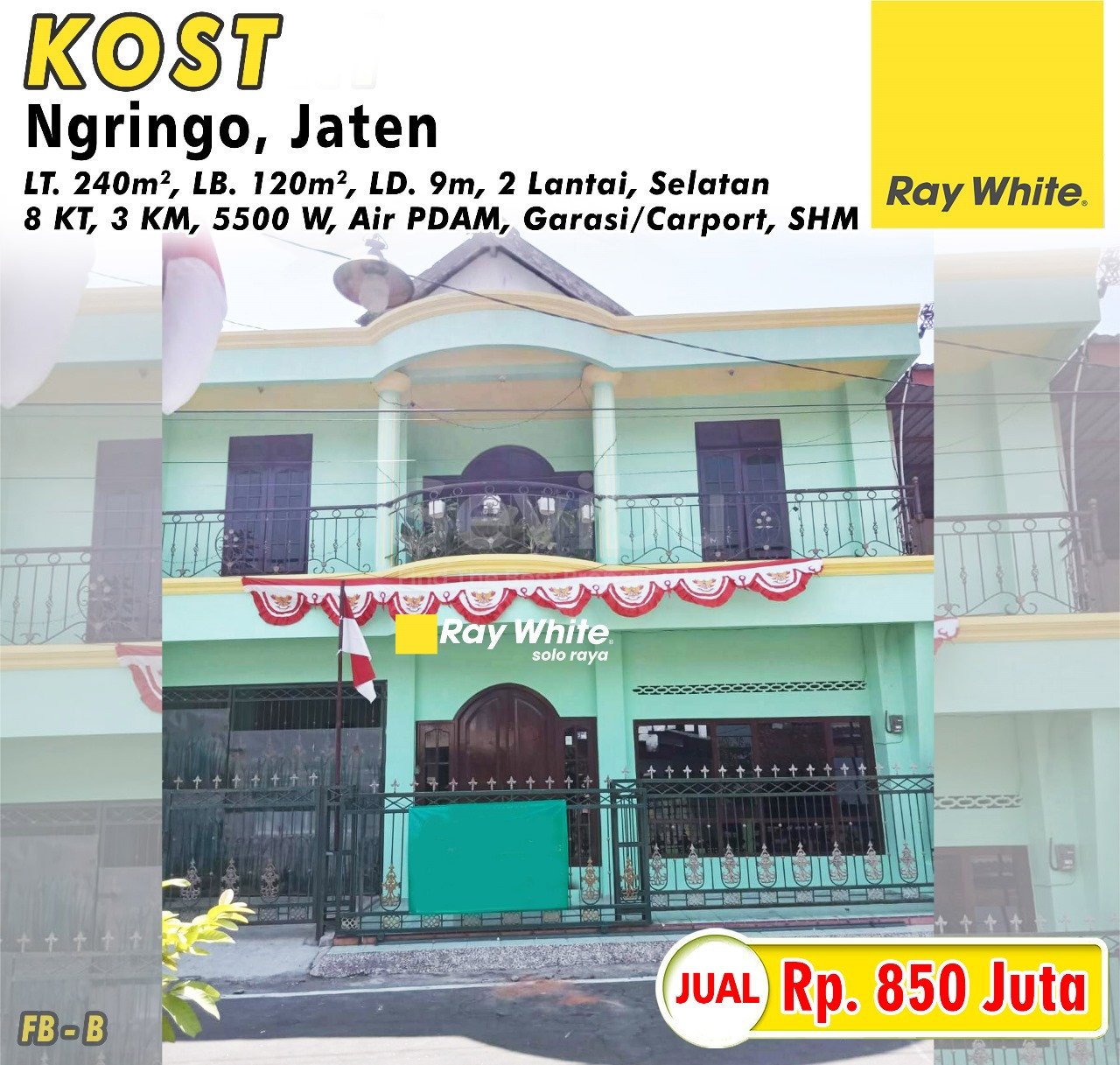 Febina-Kost jual jurug ngringo jaten karangangar. SHM 3682. Hrg 1,5M turun jd 850Jt