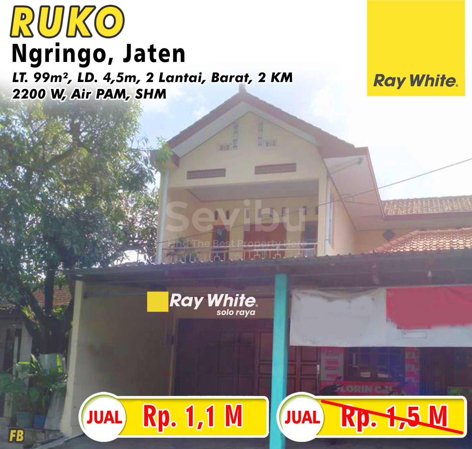 Febina-Ruko jual jl. benowo timur ngringo jaten karanganyar. HRg 1,5M turun jd 1,1M (pra list)