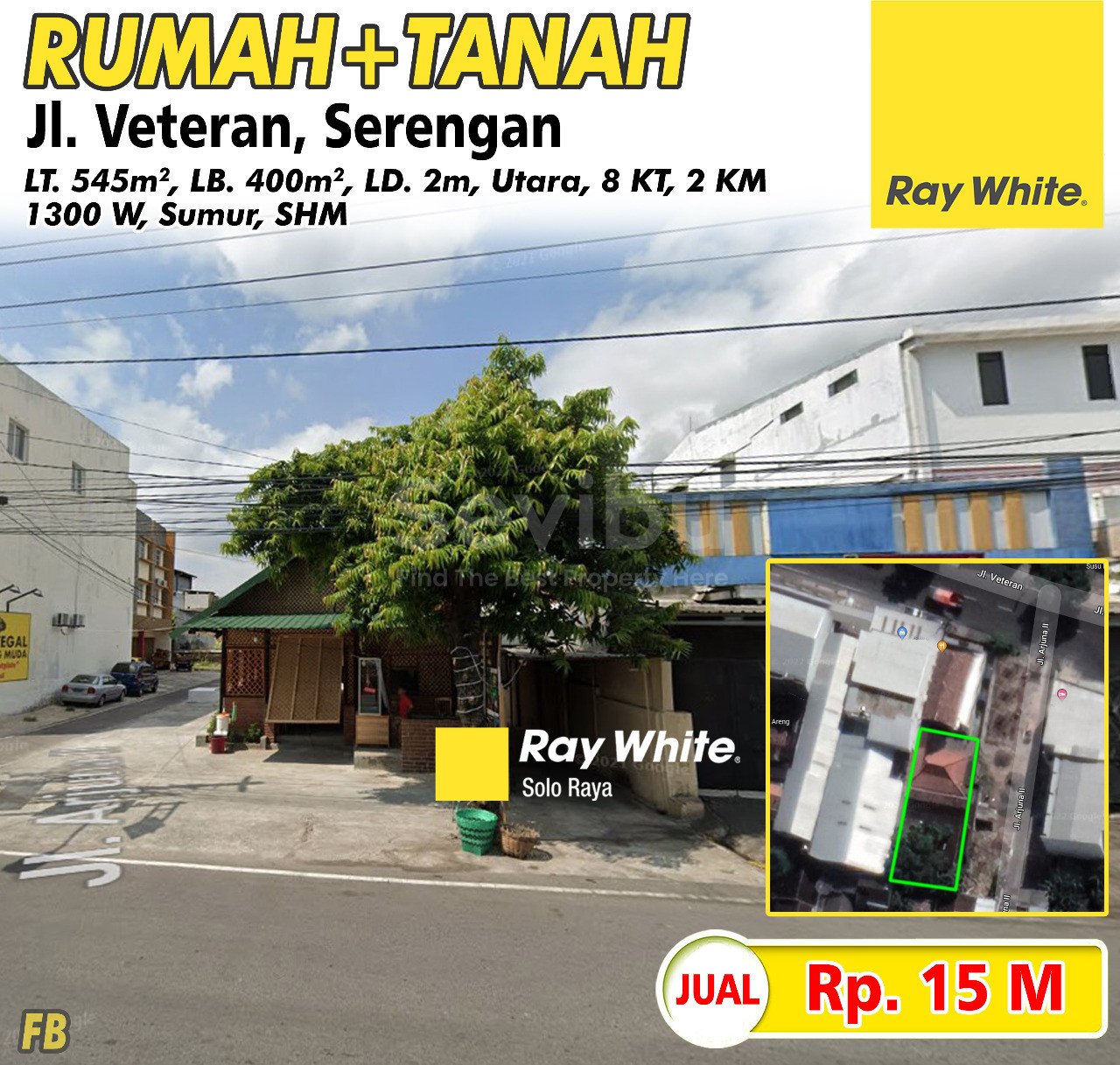 Febina-Ruma+Tanah jl. veteran serengan surakarta. SHM 589. HRg 15M