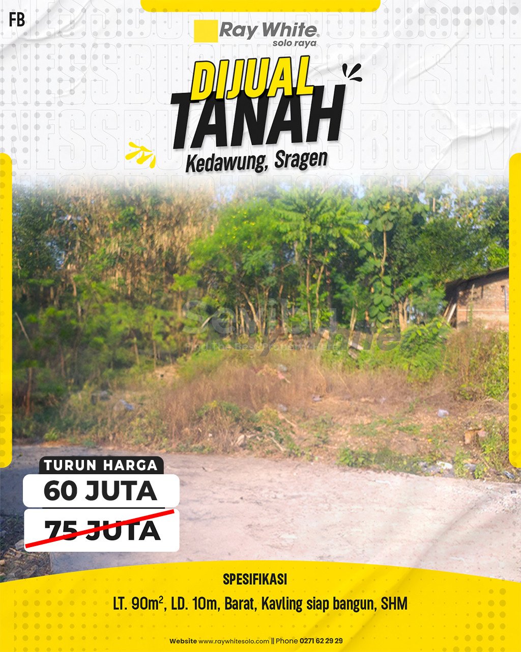 Febina-Tanah jual Bendungan kedawung sragen. SHM 5921. Hrg 75Jt turun jd 60Jt