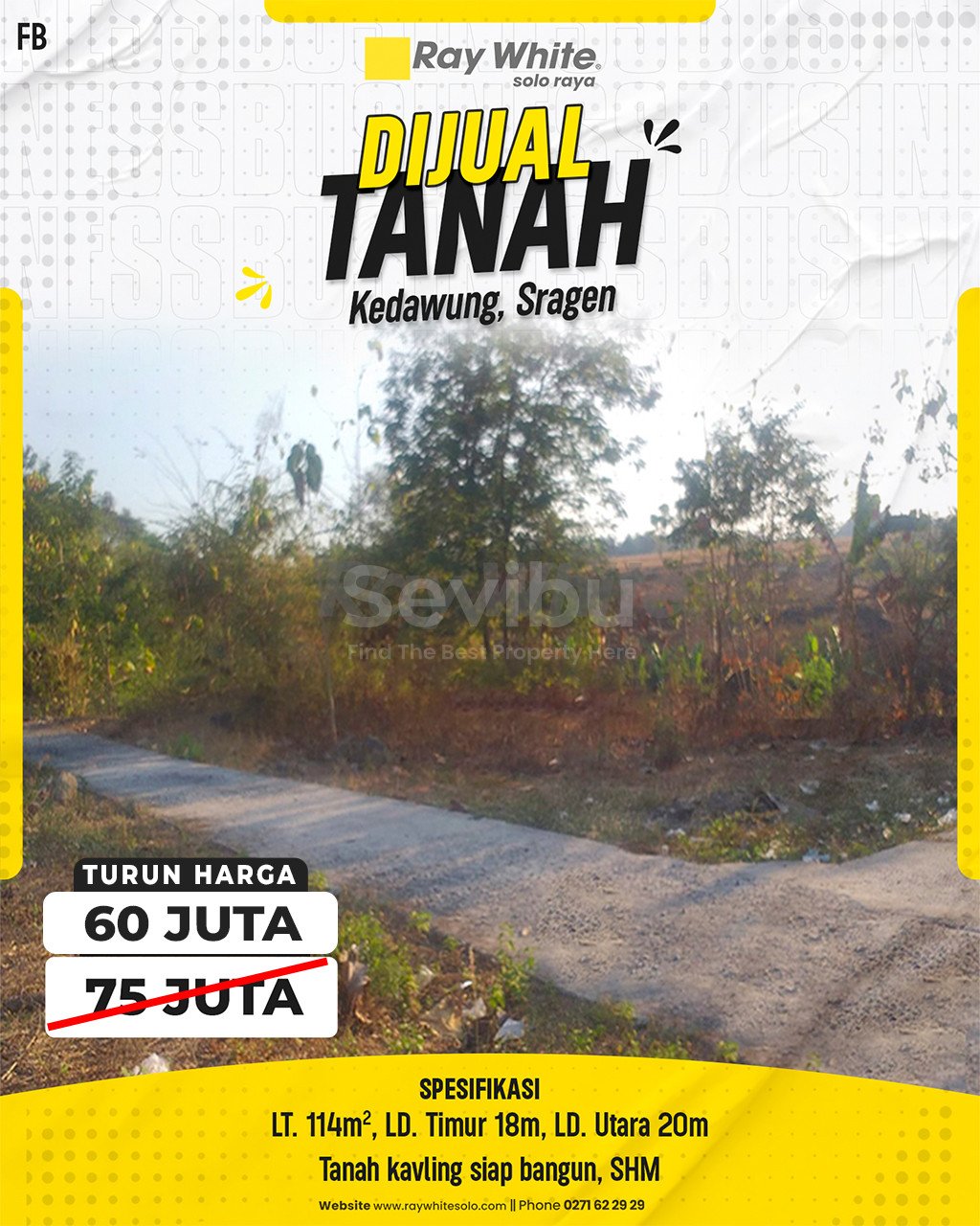 Febina-Tanah jual Bendungan kedawung sragen. SHM 5922. Hrg 75Jt turun jd 60Jt