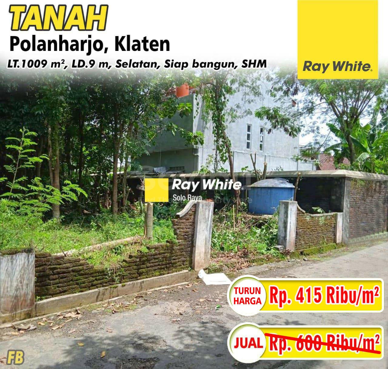 Febina-Tanah jual Kapungan Polanharjo Klaten. SHM 1319. Hrg 600Rb per m2 turun jadi 415rb per m2