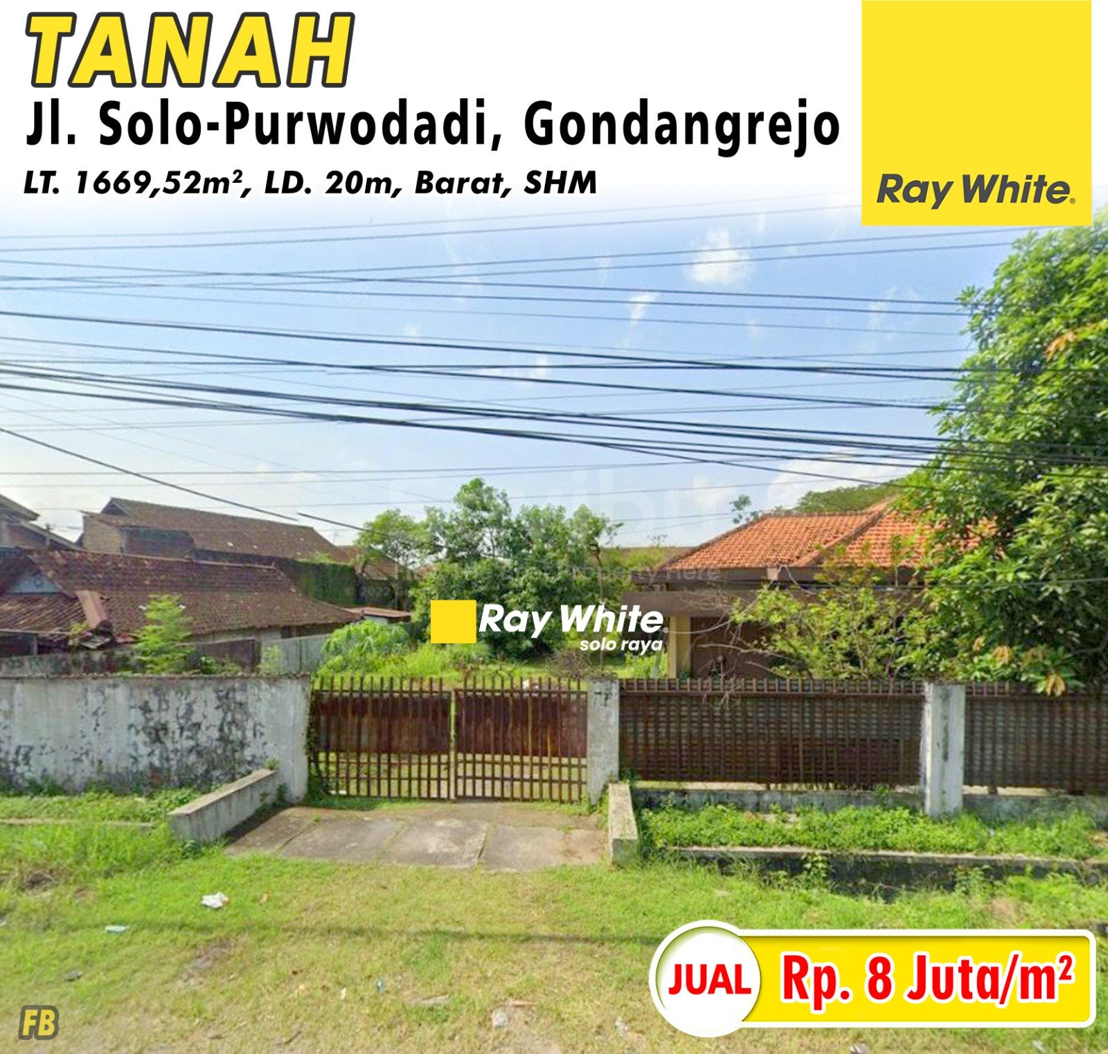 Febina-Tanah jual jl. solo purwodadi wonorejo gondangrejo karanganyar. SHM 146. HRg 8Jt per m2