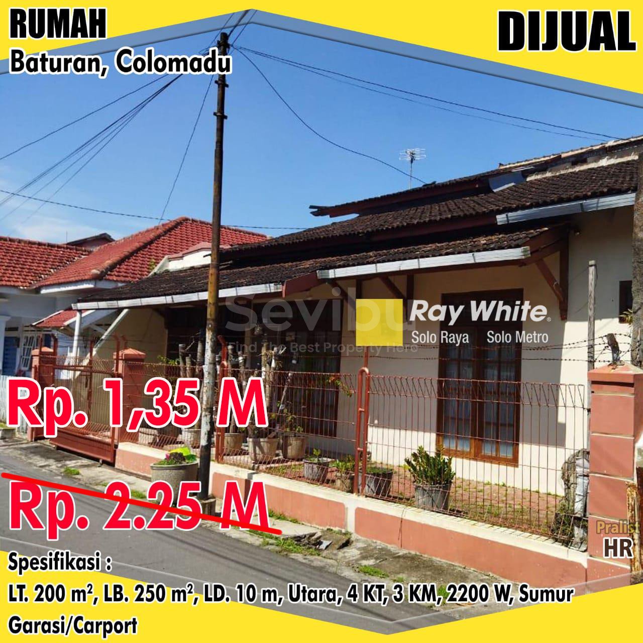 Hersus-Rumah jual perumahan dosen uns baturan colomadu karanganyar. Hrg 2,25M turun jd 1,35M (pra listing)