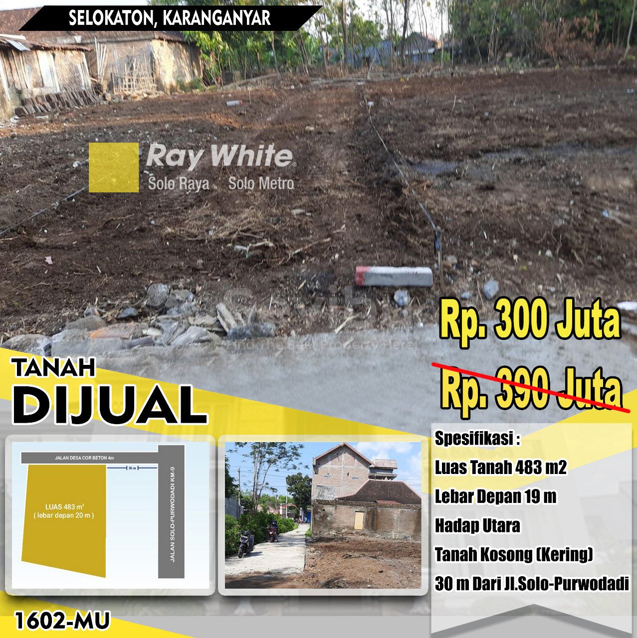 Muhammad-Tanah jual jl. raya solo purwodadi selokaton gondangrejo karanganyar. SHM 1854. hrg 390jt turun jadi 300Jt