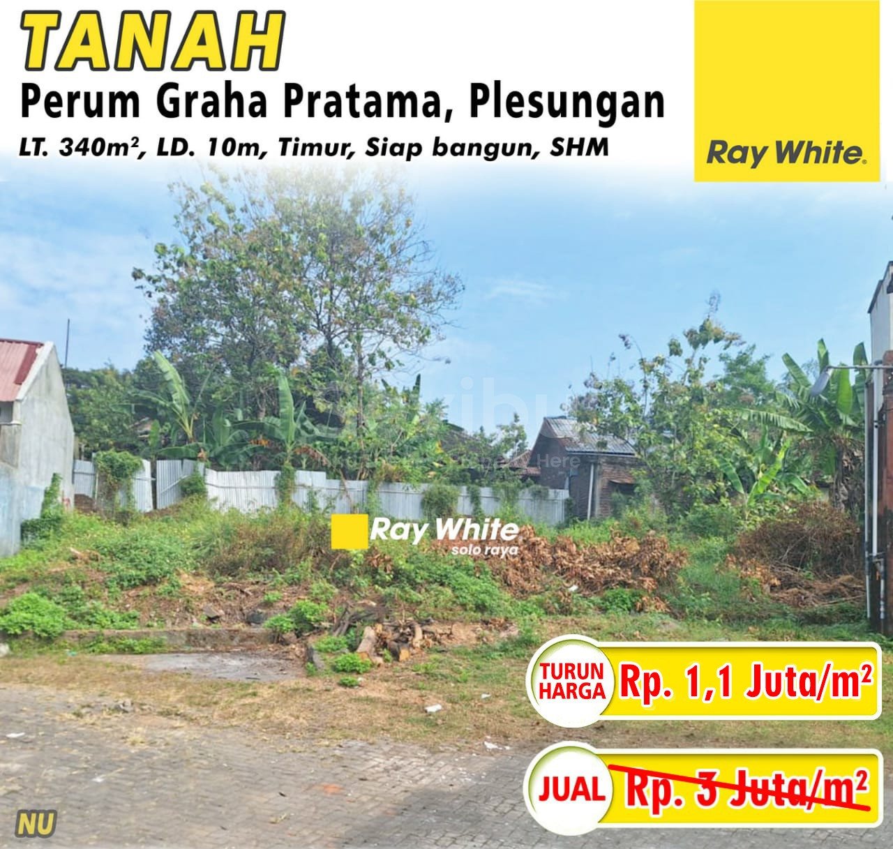 Nugroho-Tanah jual perum graha pratama plesungan gondangrejo karanganyar. SHM 6658. Hrg 3Jt per m2 turun jd 1,1jt per m2