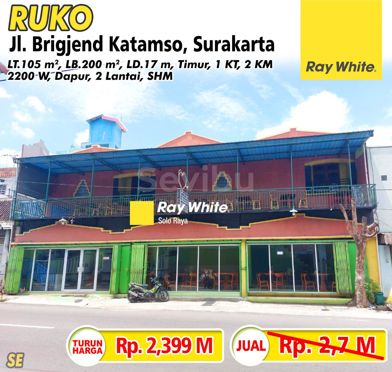 Searle-Ruko jual jl. brigjend katamso Tegalharjo jebres surakarta. Hrg 2,7M turun jadi 2,399M