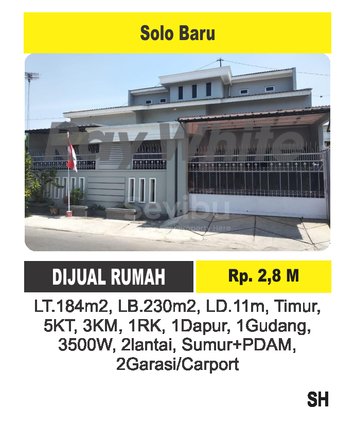 Searle-Rumah jual Jl. kenari solo baru langenharjo grogol sukoharjo. Hrg 2,8M
