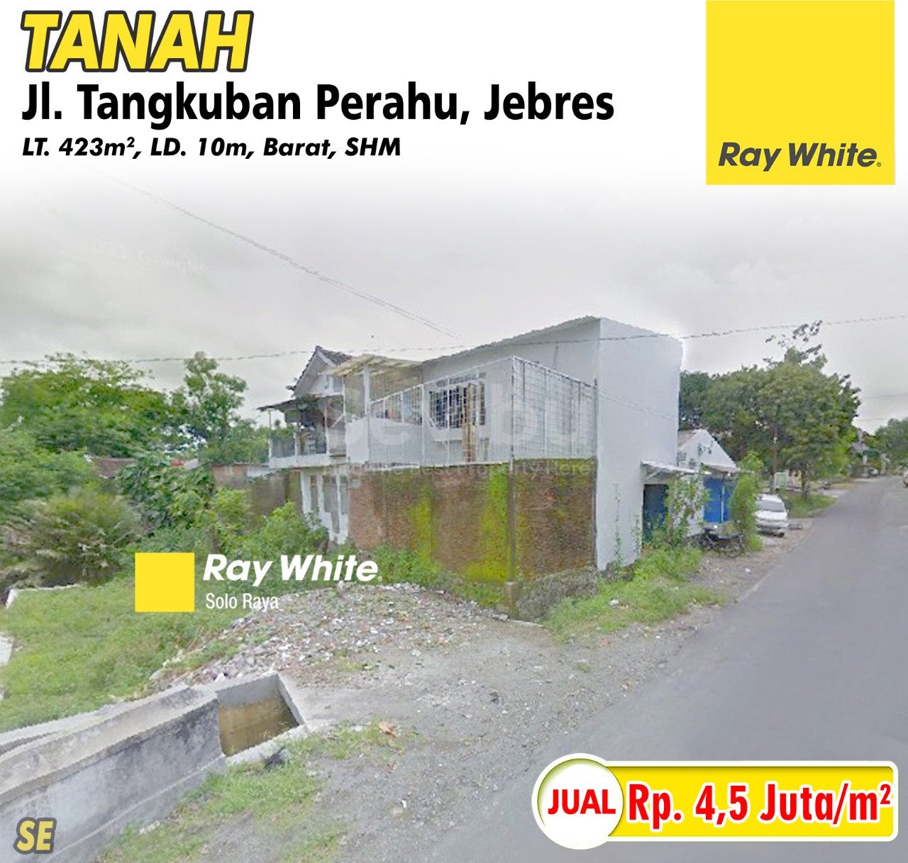 Searle-Tanah jual jl. tangkuban perahu mojosongo jebres surakarta. SHM 16112. Hrg 4,5Jt per m2