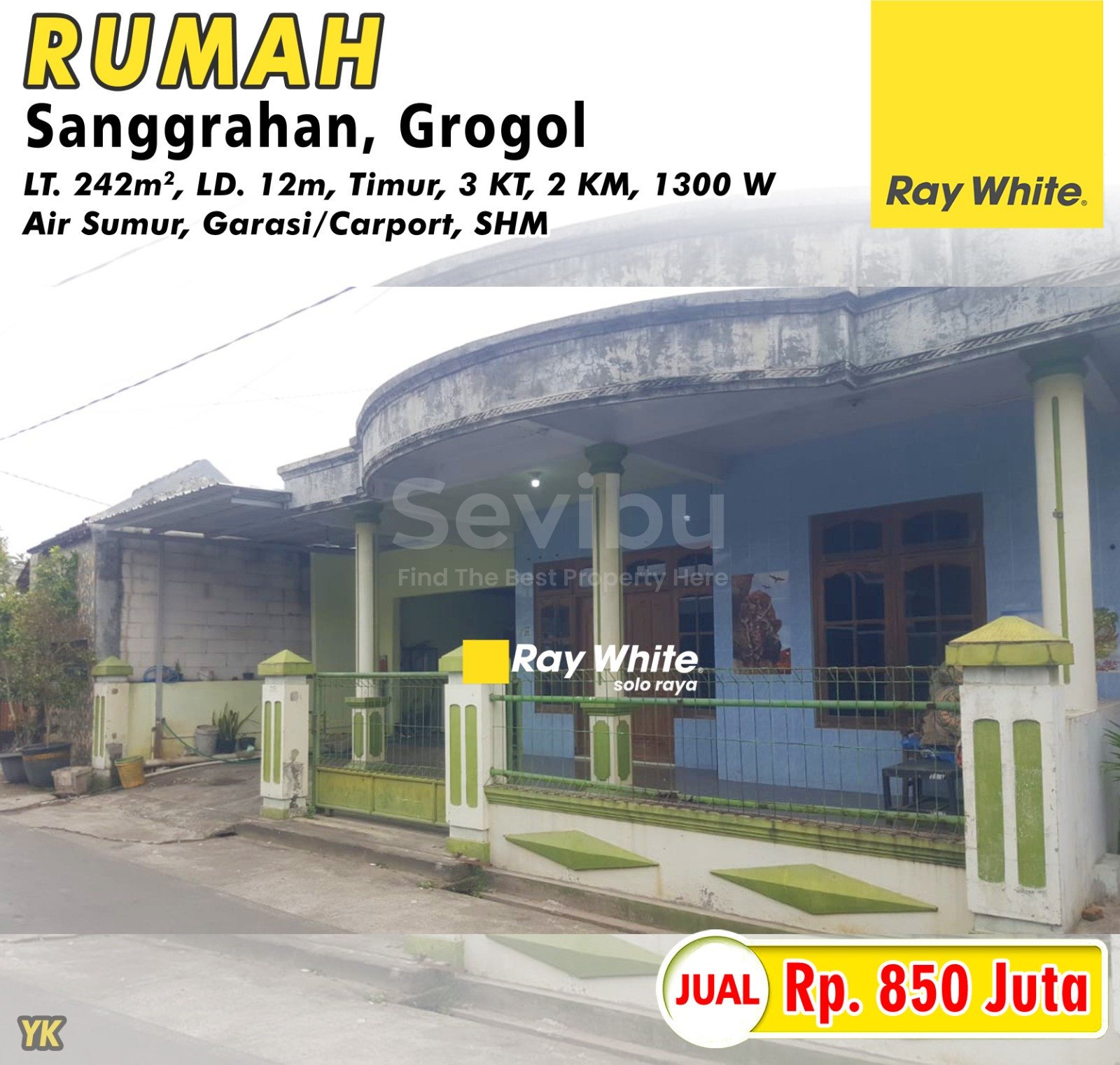 Yanik-Rumah jual sanggrahan grogol sukoharjo. SHM 0273. HRg 850Jt