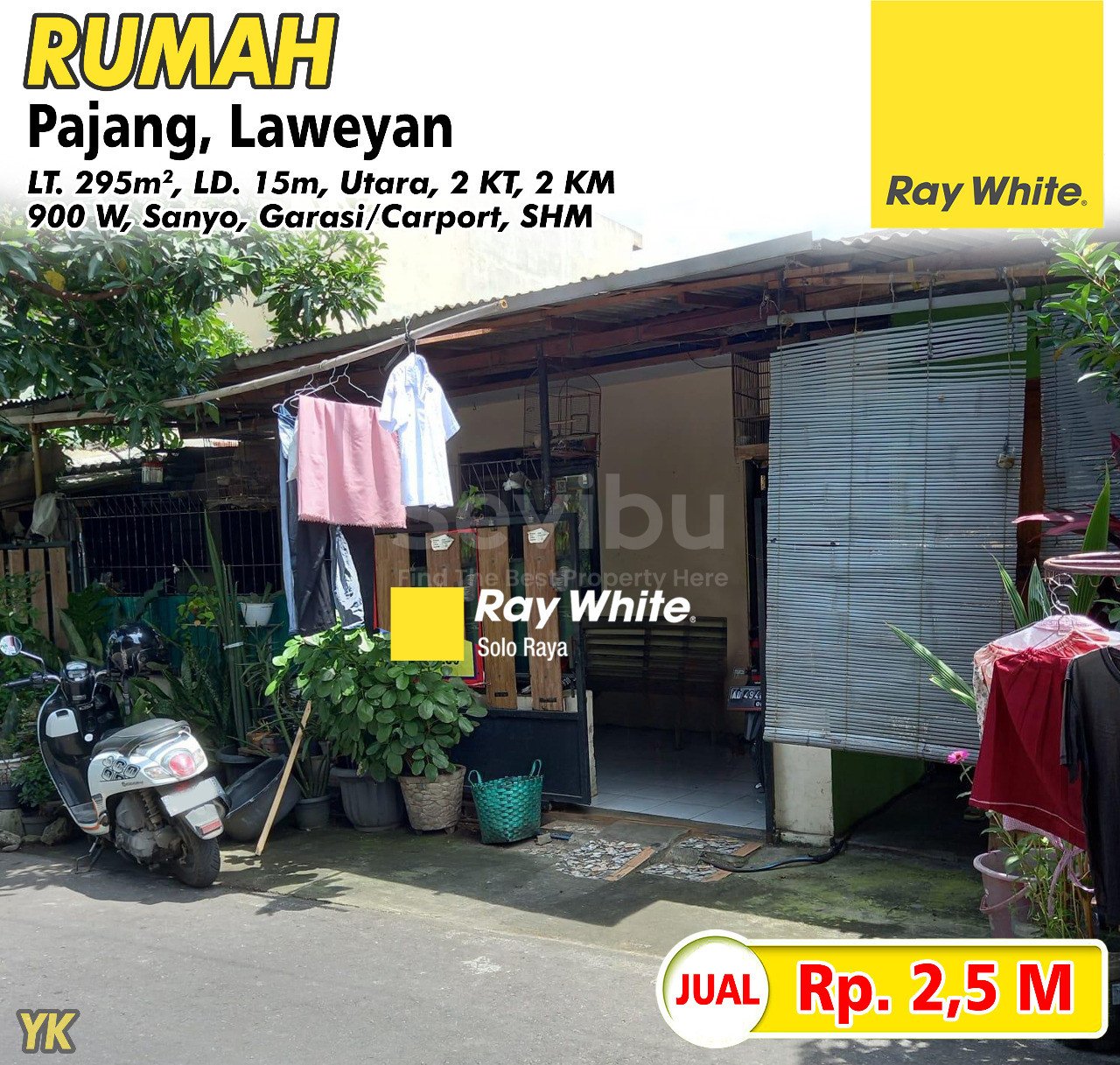 Yanik-Tanah bonus rumah pajang laweyan surakarta. SHM 2253. Hrg 2,5M