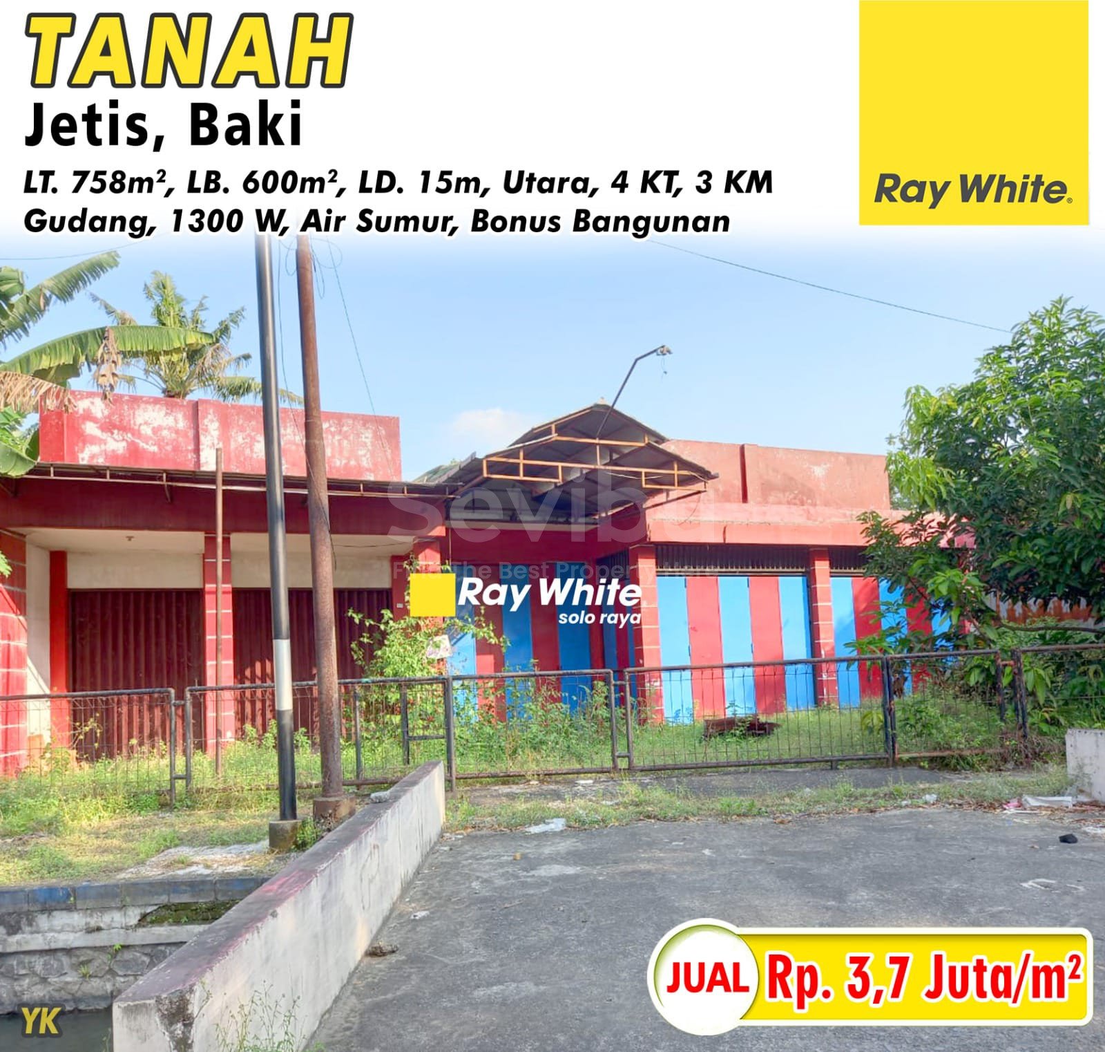 Yanik-Tanah jual jetis baki sukoharjo. HRg 2,8M revisi jd 3,7Jt per m2 (pra listing)