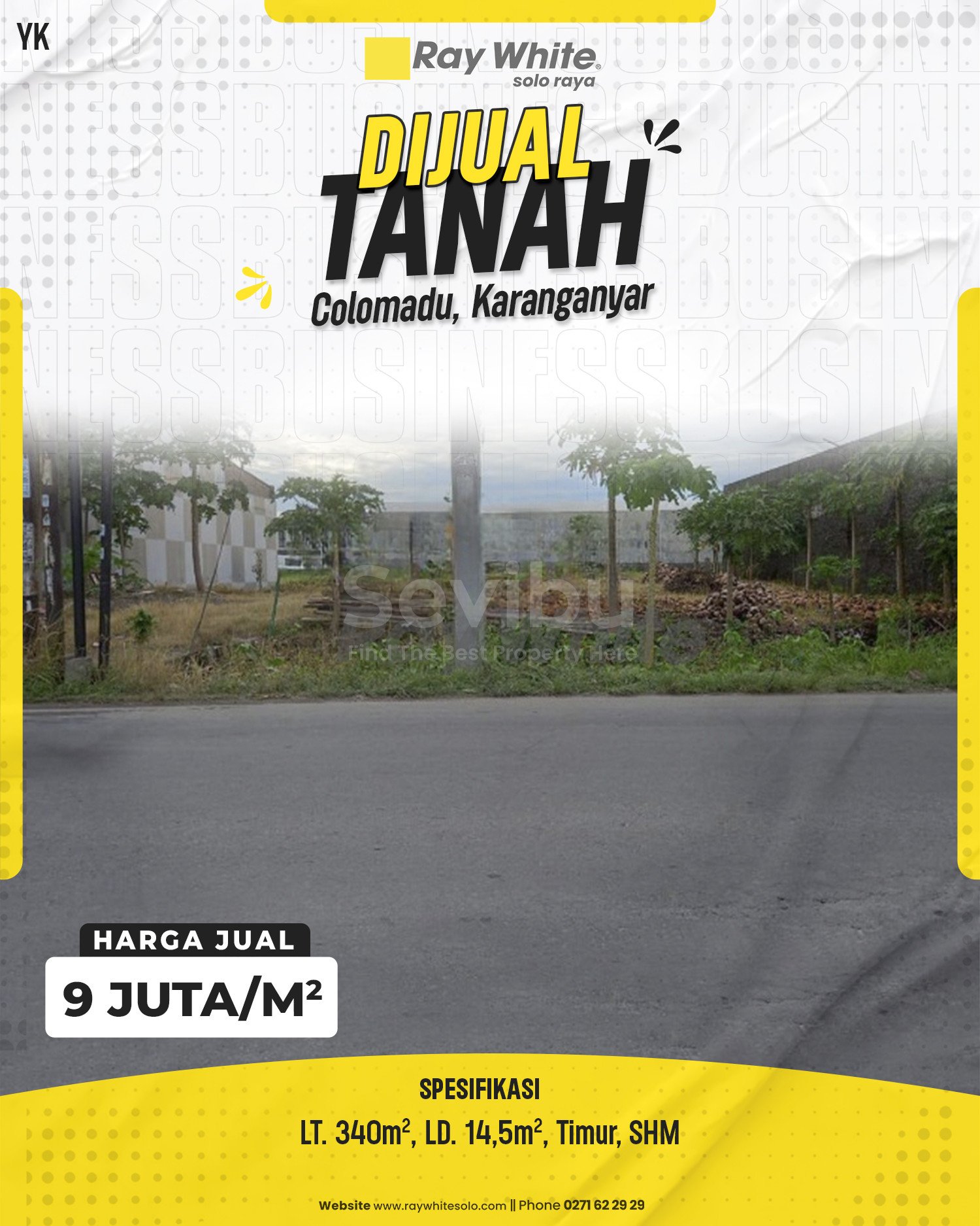 Yanik-Tanah jual jl. danliris colomadu karanganyar. Hrg 8Jt per m2 (pra listing)
