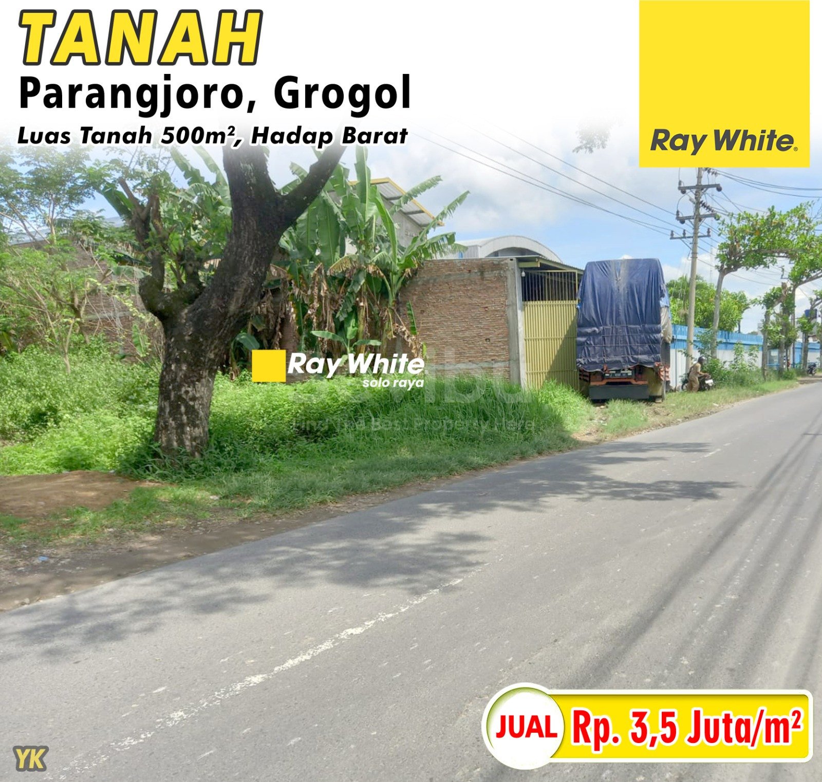 Yanik-Tanah jual parangjoro grogol sukoharjo. HRg 3,5Jt per m2 (pra listing)