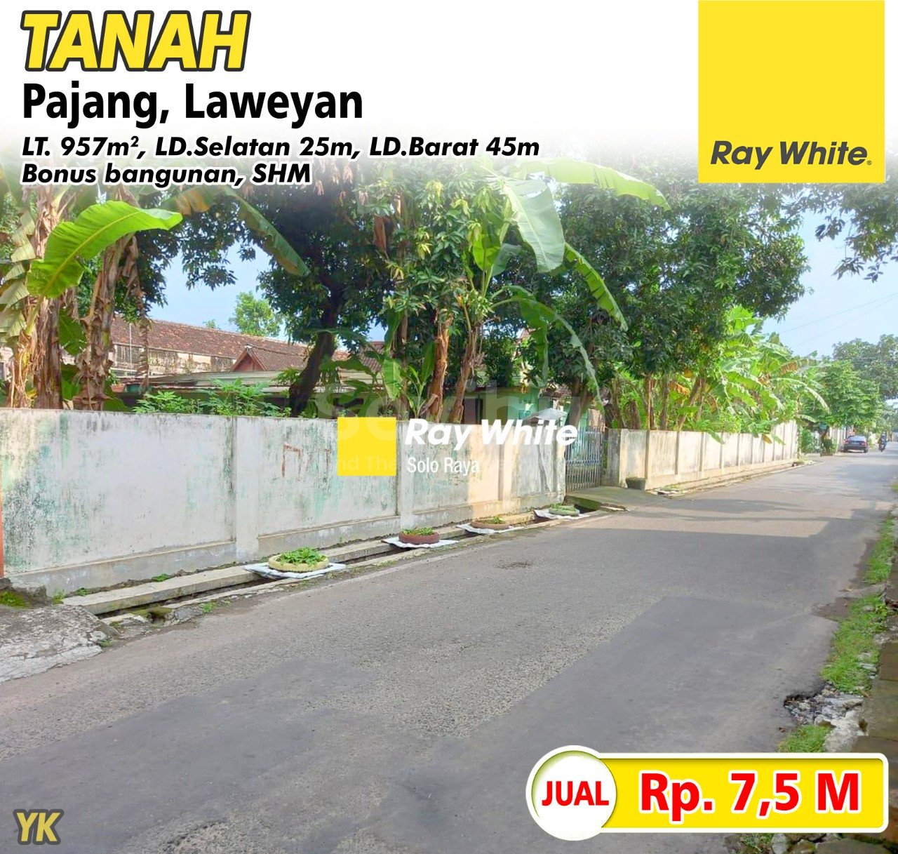 Yanik-Tanah jual sidomukti pajang laweyan surakarta. SHM 7338. Hrg 7,5M