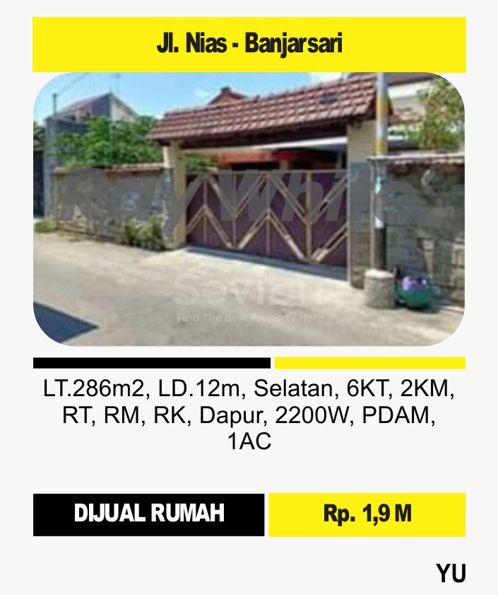 Yuniar-Rumah jual Jl. nias gilingan banjarsari surakarta. Hrg 1,9M