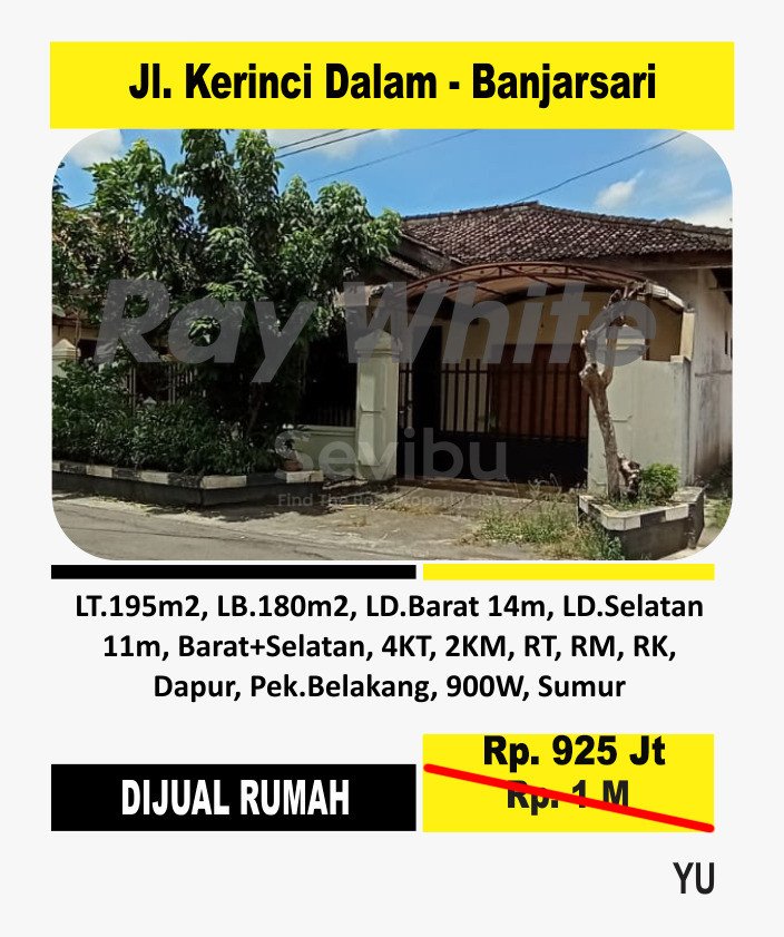 Yuniar-Rumah jual jl. kerinci dalam kadipiro banjarsari surakarta. Hrg 1M turun jadi 925jt