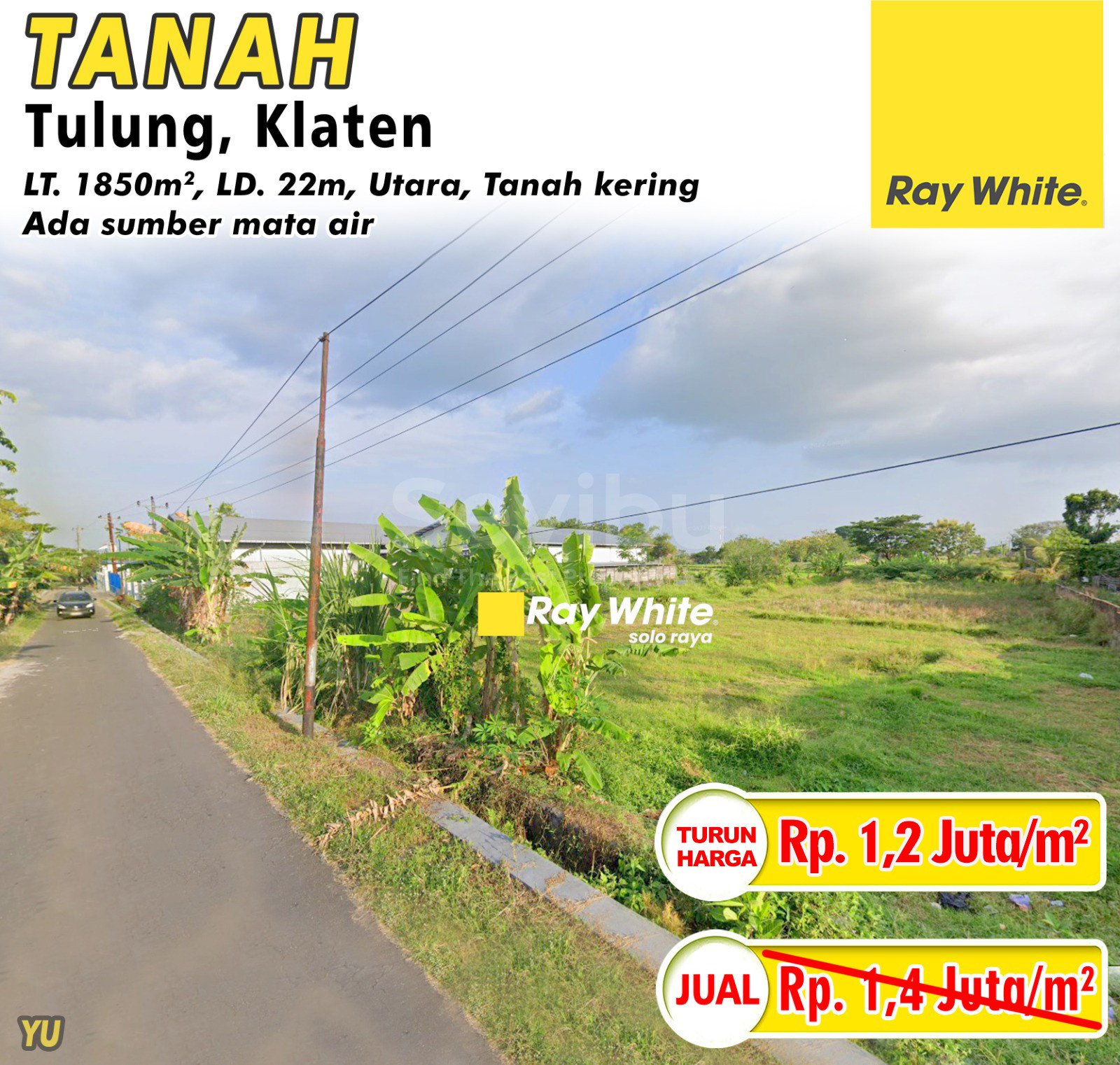 Yuniar-Tanah jual wunut tulung klaten. Hrg 1,4Jt per m2 turun jd 1,2Jt per m2 (pra listing)