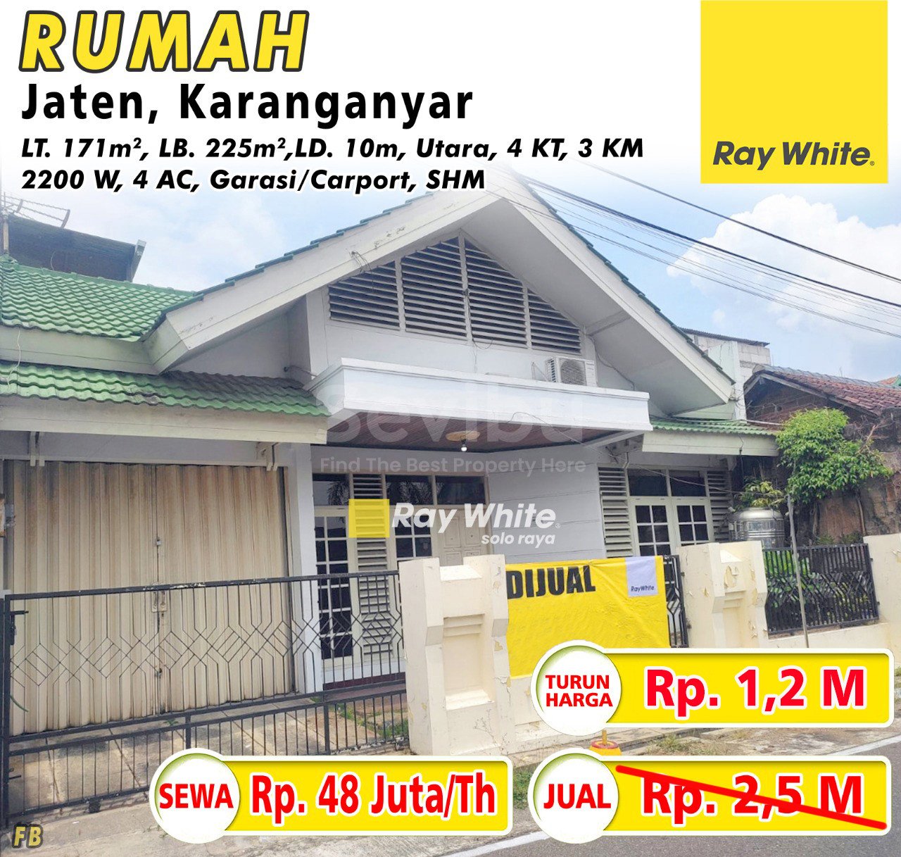feBINA-RUMAH JUAL SEWA NGRINGO JATEN KARANGANYAR. SHM 315. HRG 2,5 TURUN JD 1,2M; 48JT PER TH