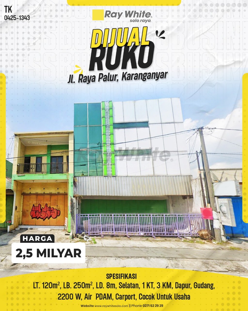 1343. Tatik-Ruko Jual Jl. Raya Palur Karanganyar. HRg 2,5 Milyar(pralisting)