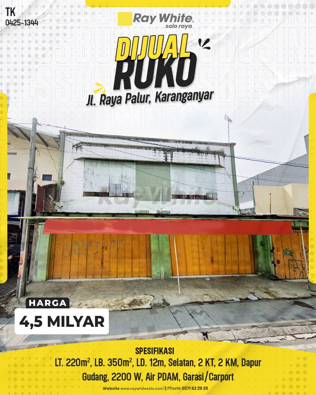 1344. Tatik-Ruko Jual Jl. Raya Palur Banaran Ngringo Jaten Karanganyar. HRg 4,5 Milyar(pralisting)