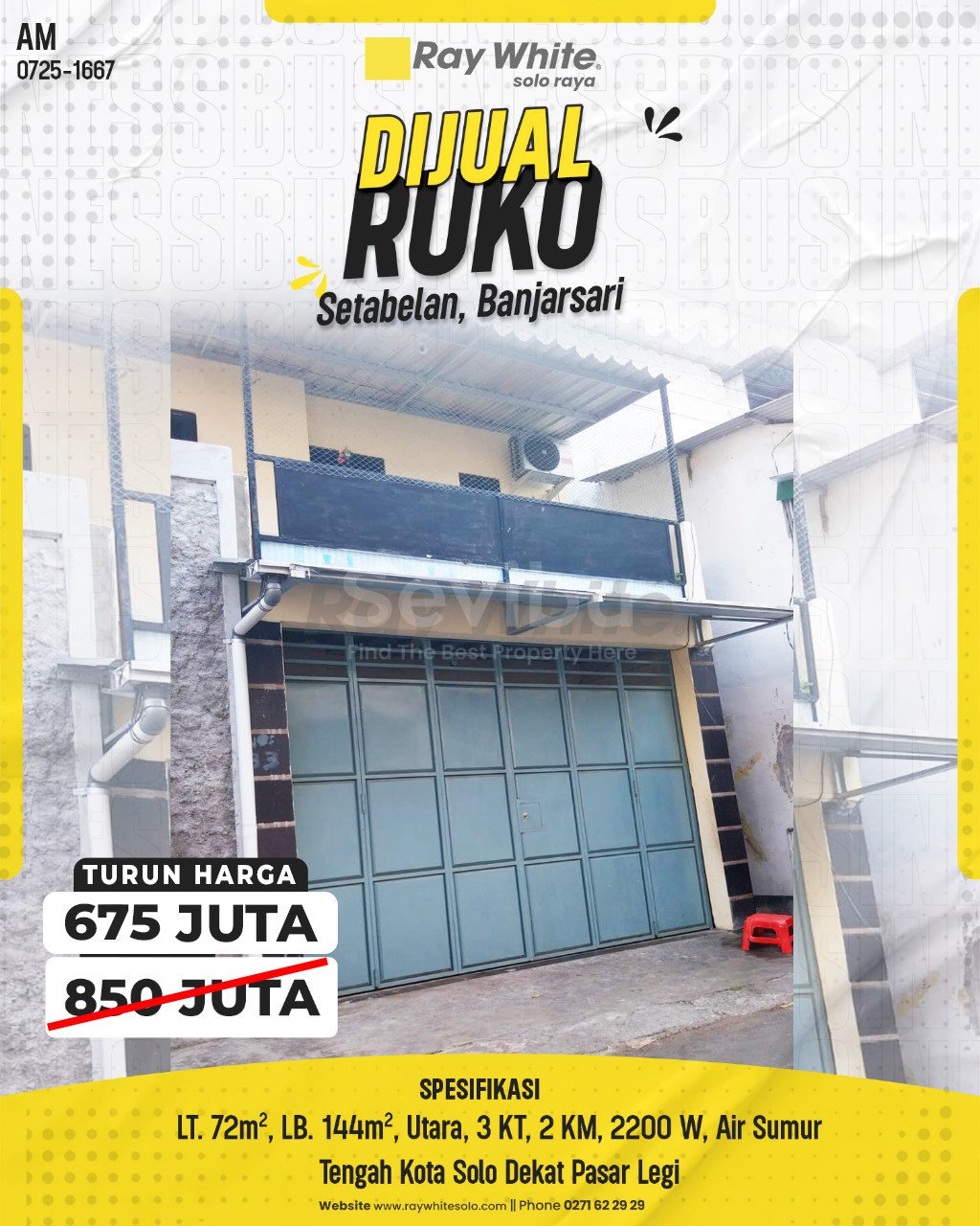 1667. Amrih-Ruko Jual Setabelan Banjarsari Surakarta. SHM NIB.00327.0. HRg 850 Juta turun jd 675Jt