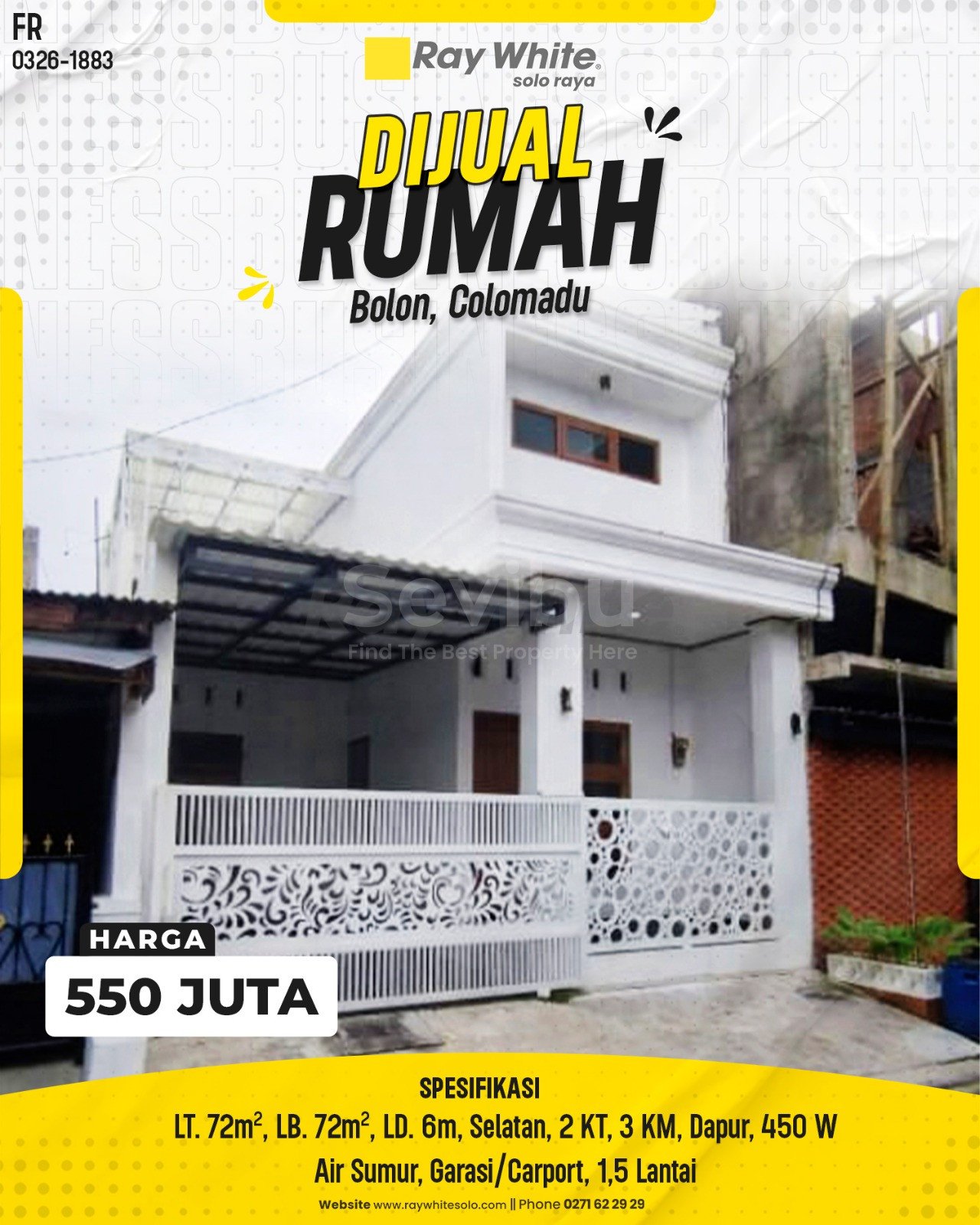 1883. Fredy-Rumah Jual Bolon Colomadu Karanganyar. SHM 4778. HRg 550 Juta