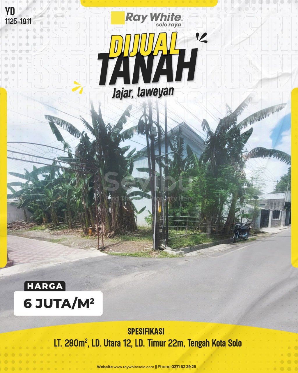 1911. Yudi-Tanah Jual Jl. Jambu Kerten Laweyan Surakarta. HRg 6 Juta per m2(pralisting)