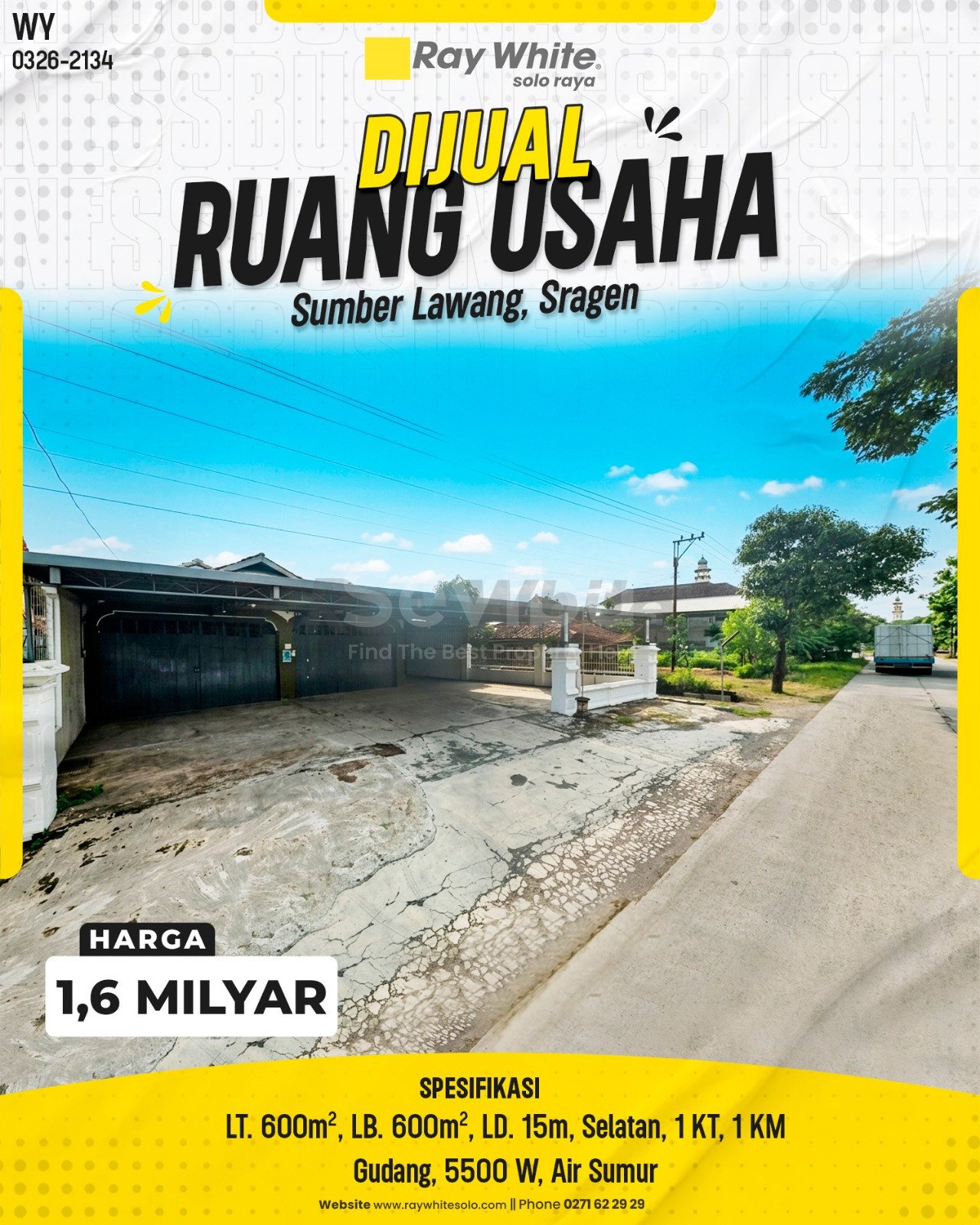 2134. Wahyu-Ruang Usaha Jual Ploso Jati Sumber Lawang Sragen. HRg 1,6 Milyar (pralisting)