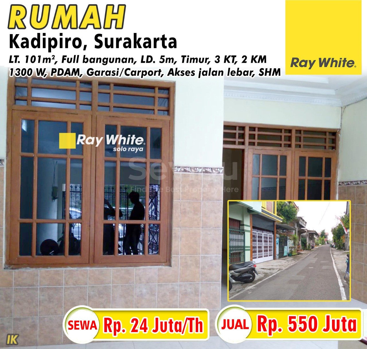 Ika-Rumah jual sewa jl. kelud kadipiro banjarsari surakarta. SHM 17448. HRg 550Jt ; 24Jt per th