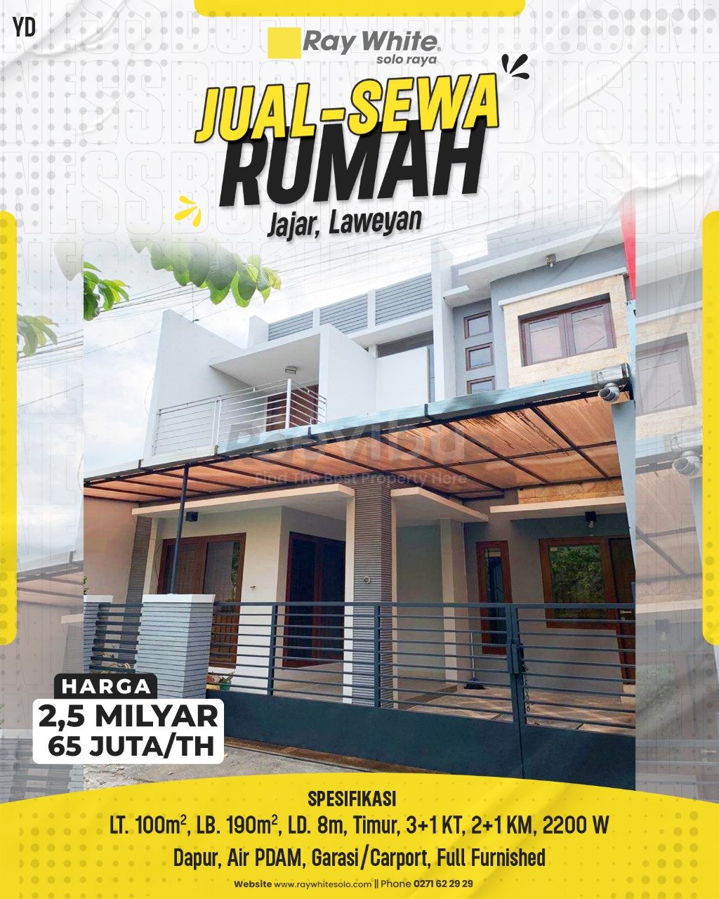 Yudi-Rumah jual sewa jl. mangga jajar laweyan surakarta. SHM 2891. Hrg 2,1M revisi jd 2,5M; 65Jt per th