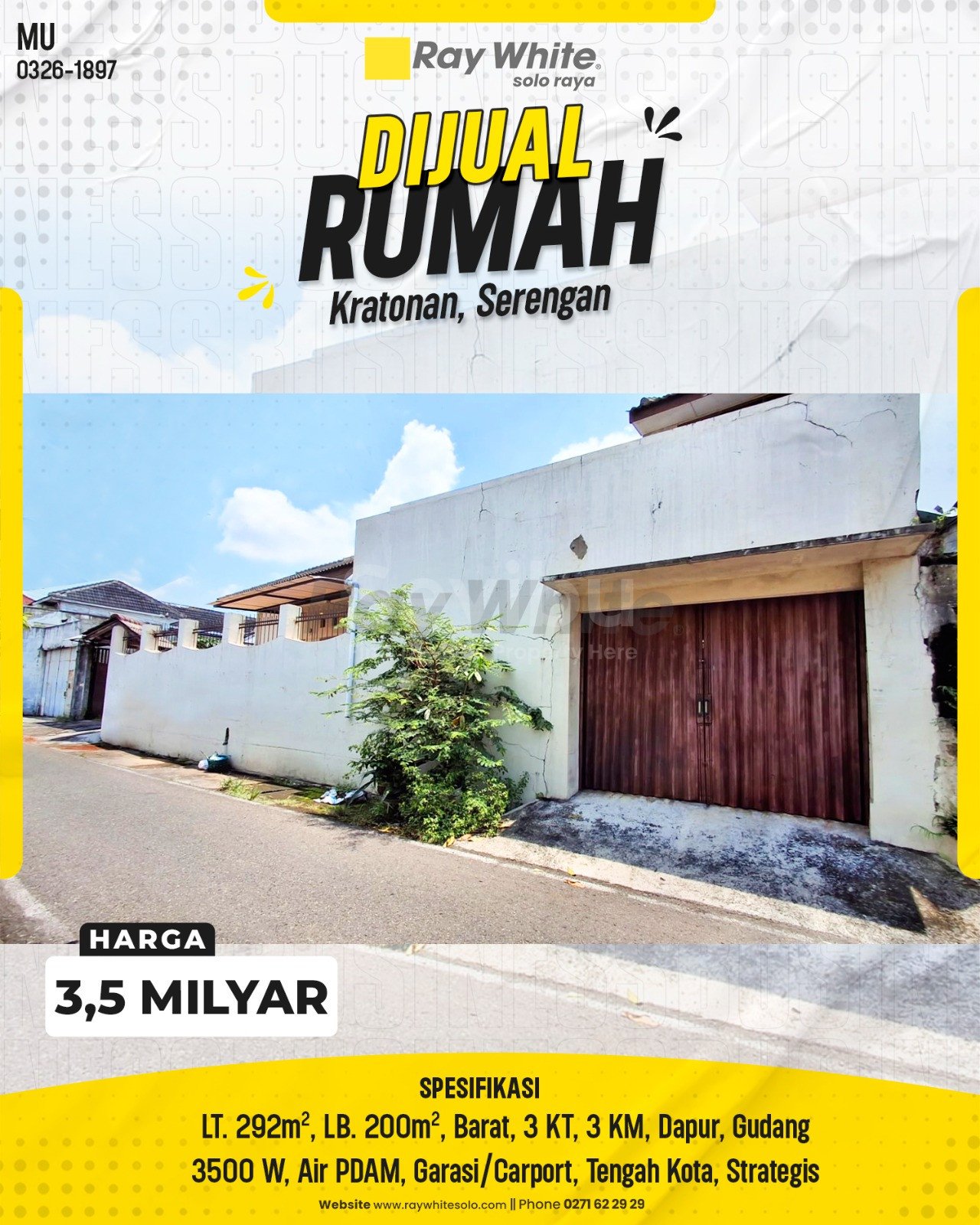 1897. Muhammad-Rumah Jual Jl. Maduro Kratonan Serengan Surakarta. SHM NIB.004914.0. HRg 3,5 Milyar