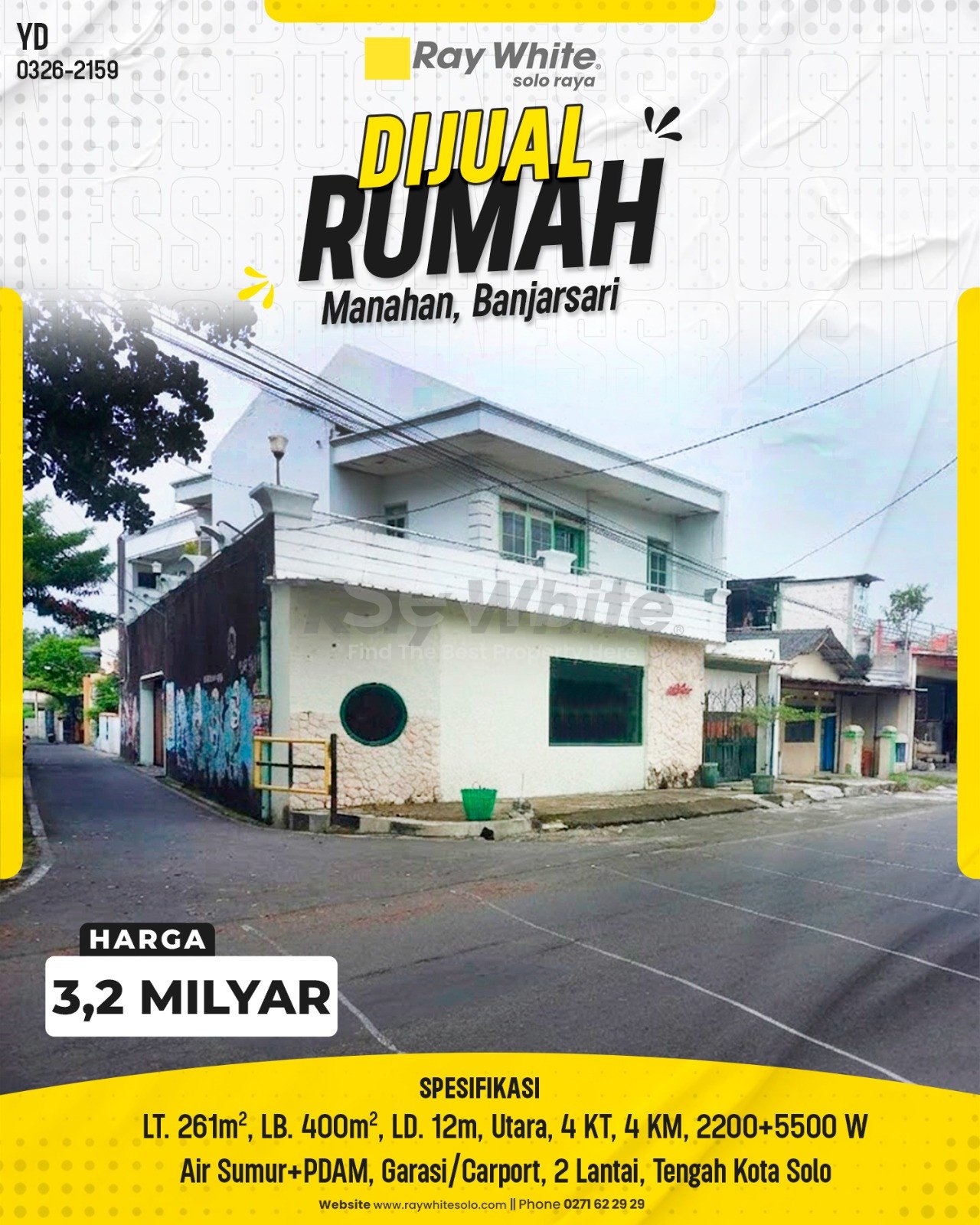 2158. Yudi-Rumah Jual Jl. Samratulangi Manahan Banjarsari Surakarta. HRg 3,2 Milyar(pralisting)