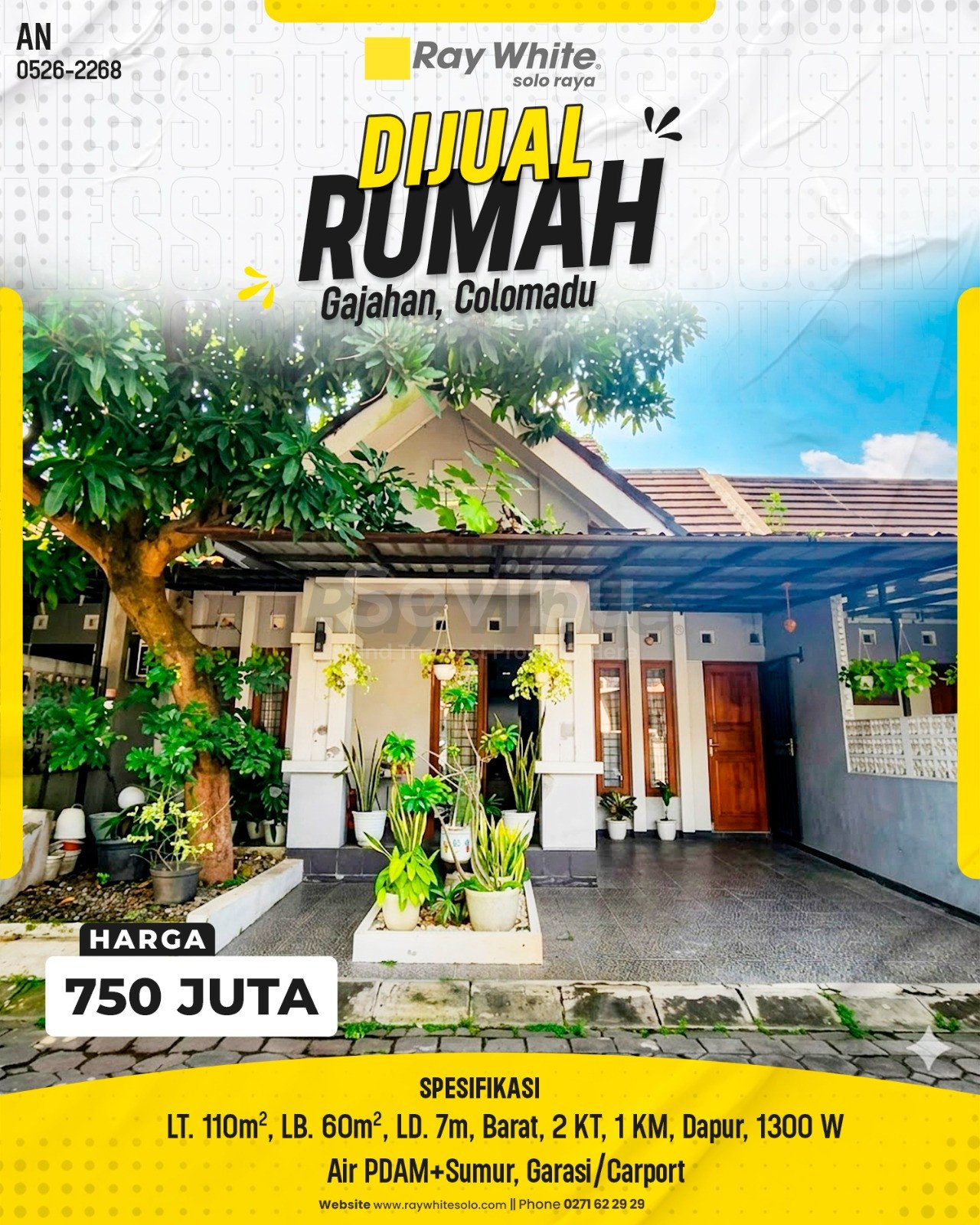 2268. Anton-Rumah Jual Perumahan Taman Palem Residence Gajahan Colomadu Karanganyar. HRg 750 Juta (pralisting)