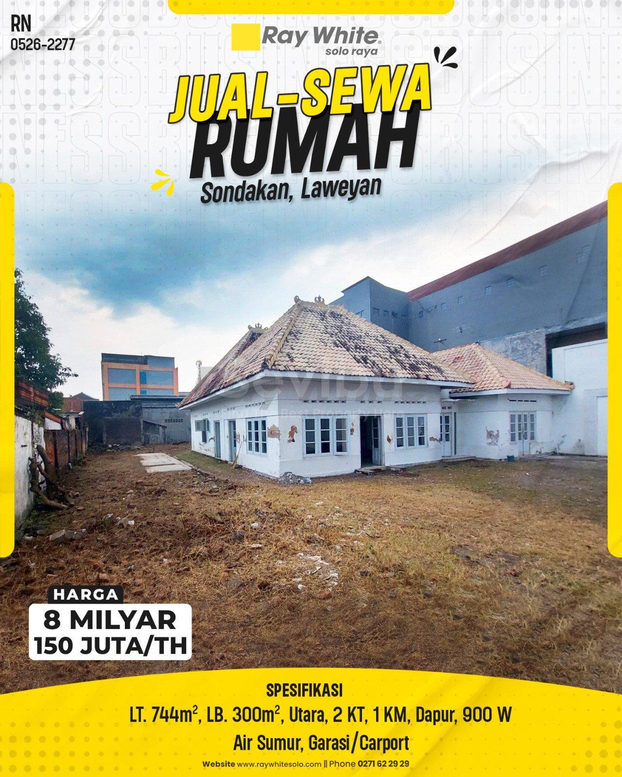 2277. Rani-Rumah Jual Sewa Jl. Parang Baris Sondakan Laweyan Surakarta. HRg 8 Juta per m2 ;150 Juta per Th(pralisting)