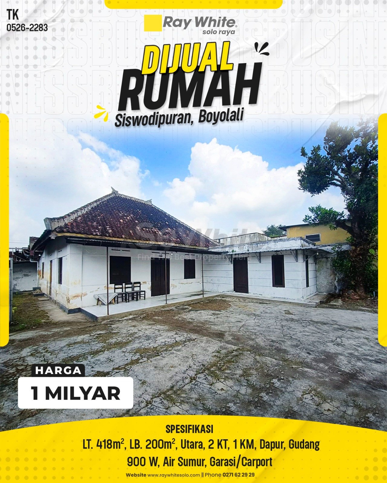 2283. Tatik-Rumah Jual Jl. Mawar 3 Bayanan Siswodipuran Boyolali. HRg 1 Milyar (pralisting)