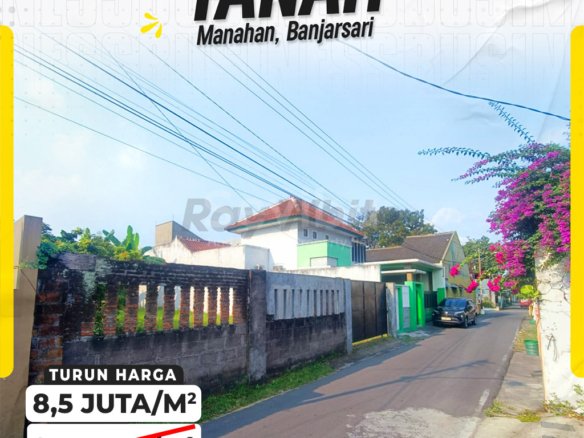 Dijual Tanah Luas 381m² Lebar Depan 12m Hadap Selatan di manahan